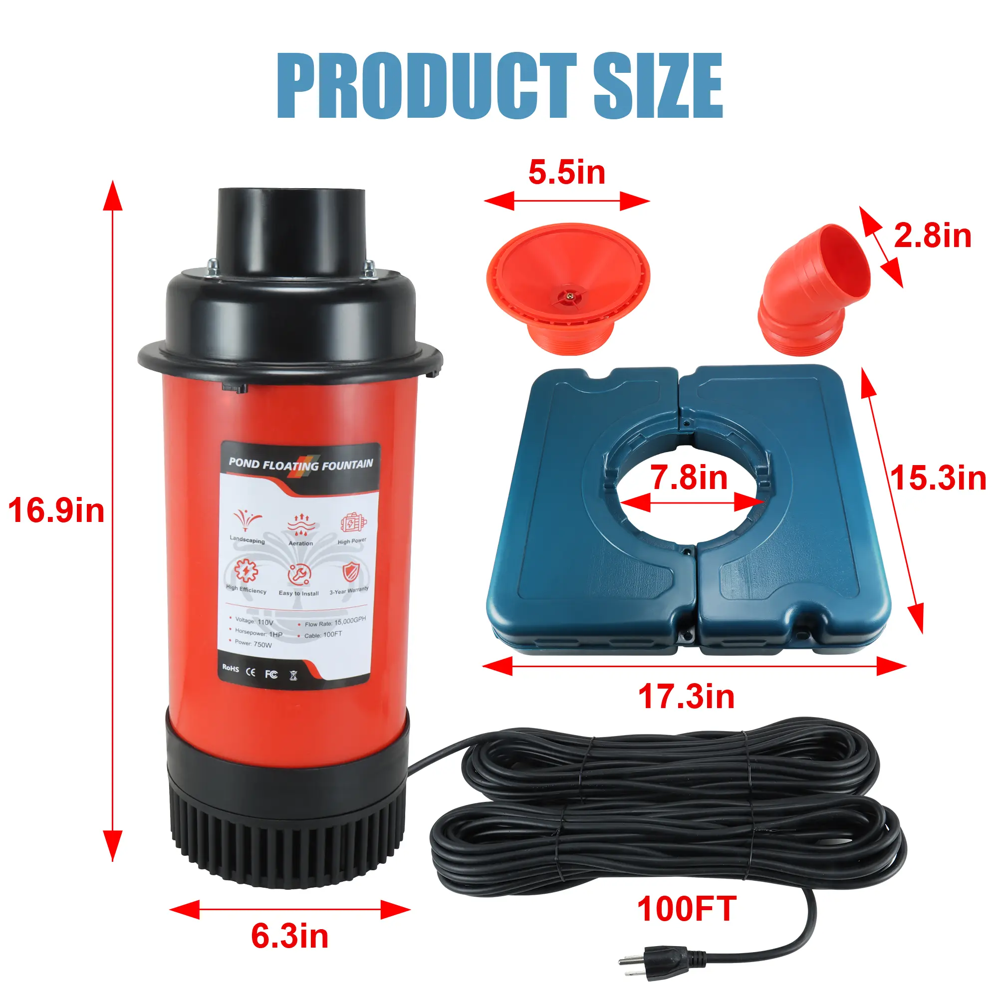Pond Fountain Aerator F1 1HP Outdoor Water Fountain Pump