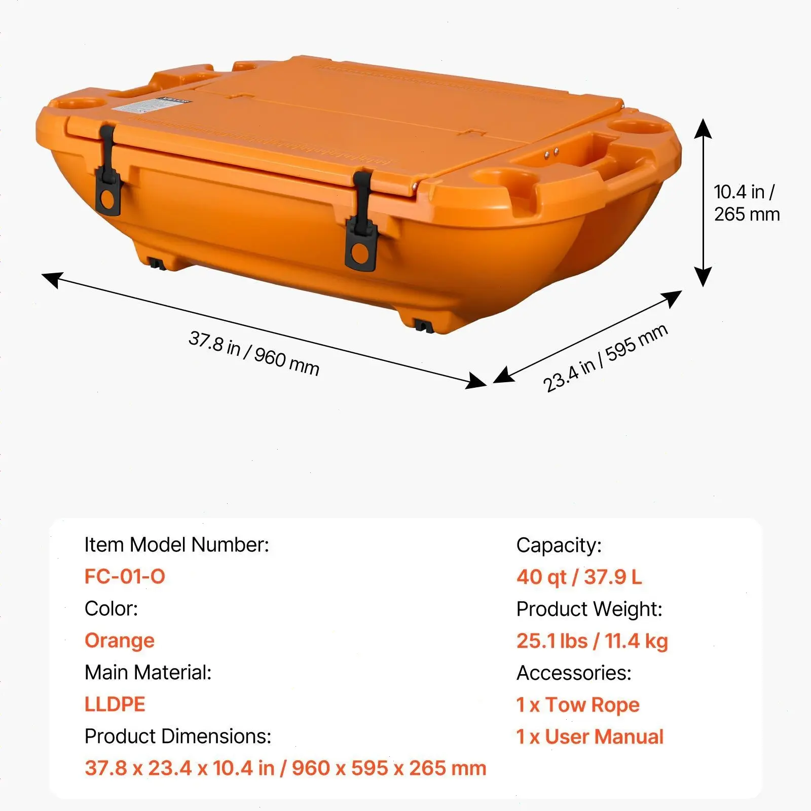 🔥 Summer Deal | 40QT Floating Cooler with Dry Storage & Tow Rope