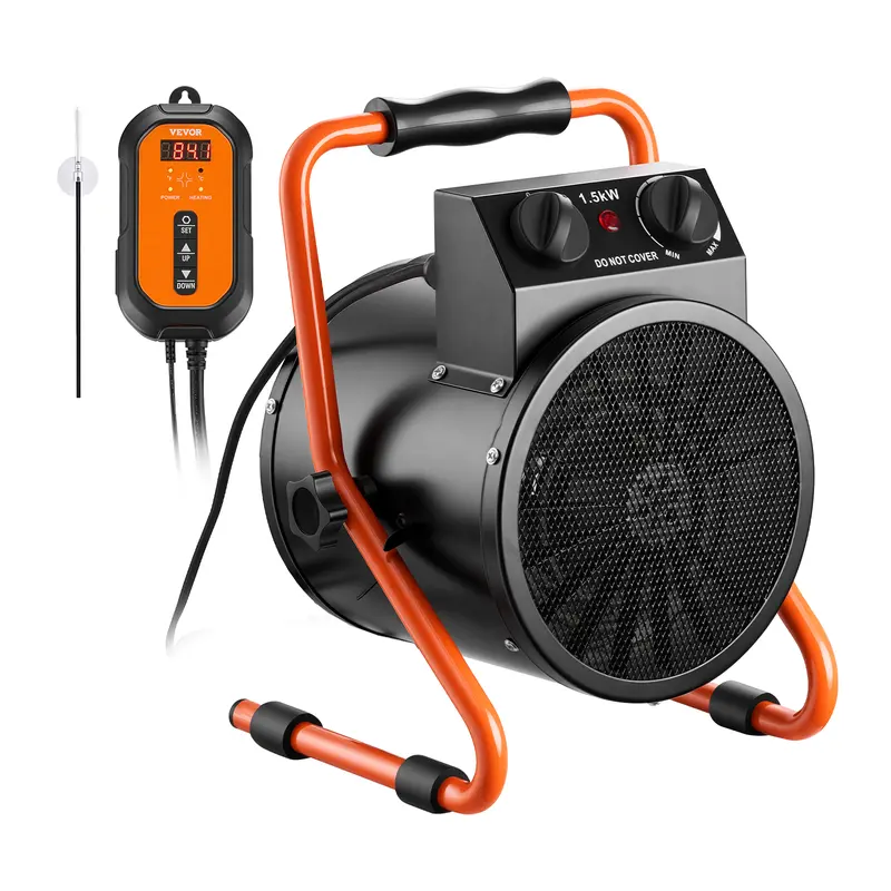 1500W Portable Greenhouse Electric Heater, Thermostat, IPX4