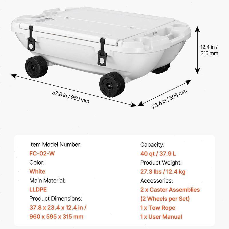 40 QT Floating Cooler Orange w/ Dry Storage & Rope