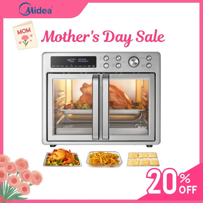 26.4 QT French Door Air Fryer Toaster Oven Combo, 10-in-1 Large Countertop Oven