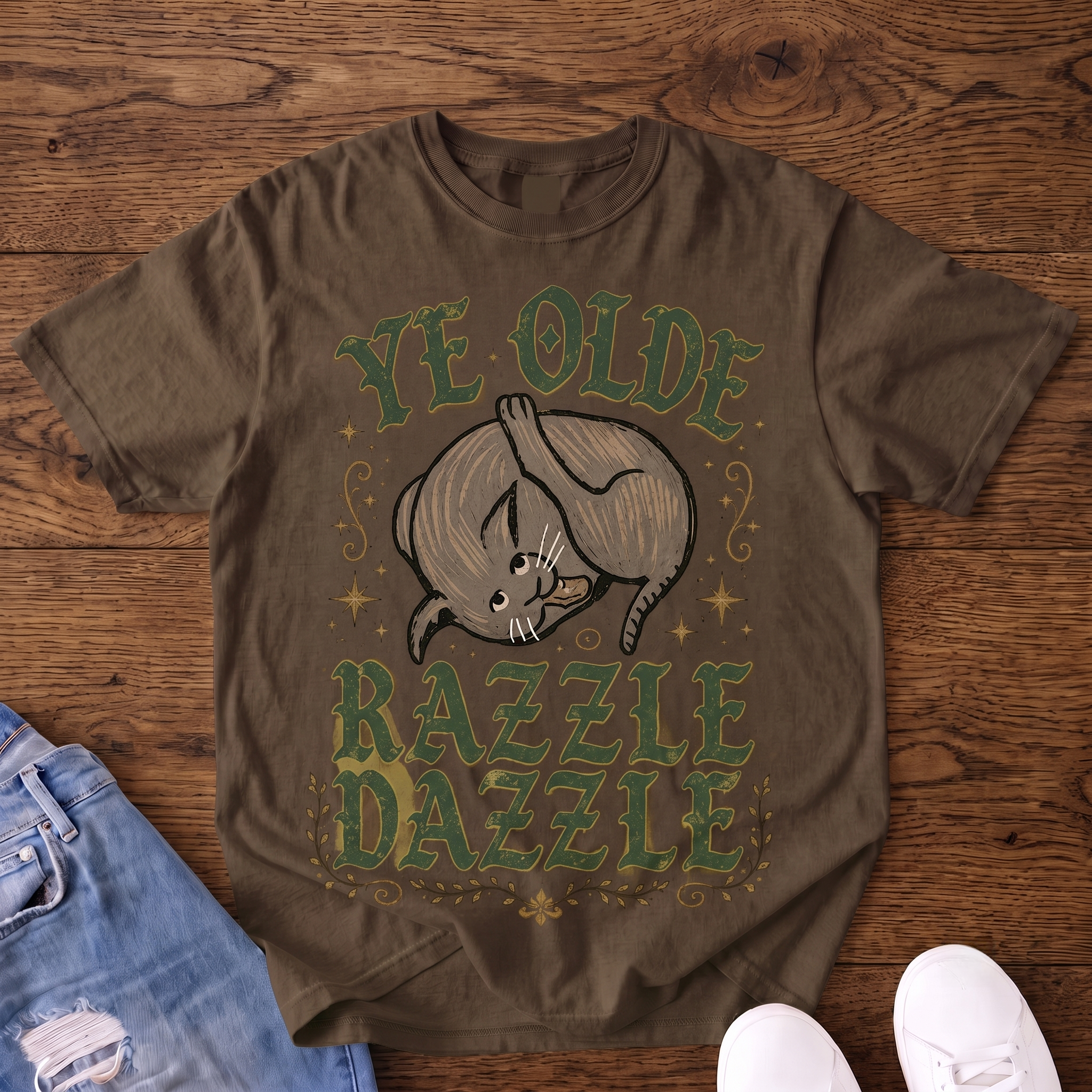 Ye Olde Razzle Dazzle Cat VintageT-shirt