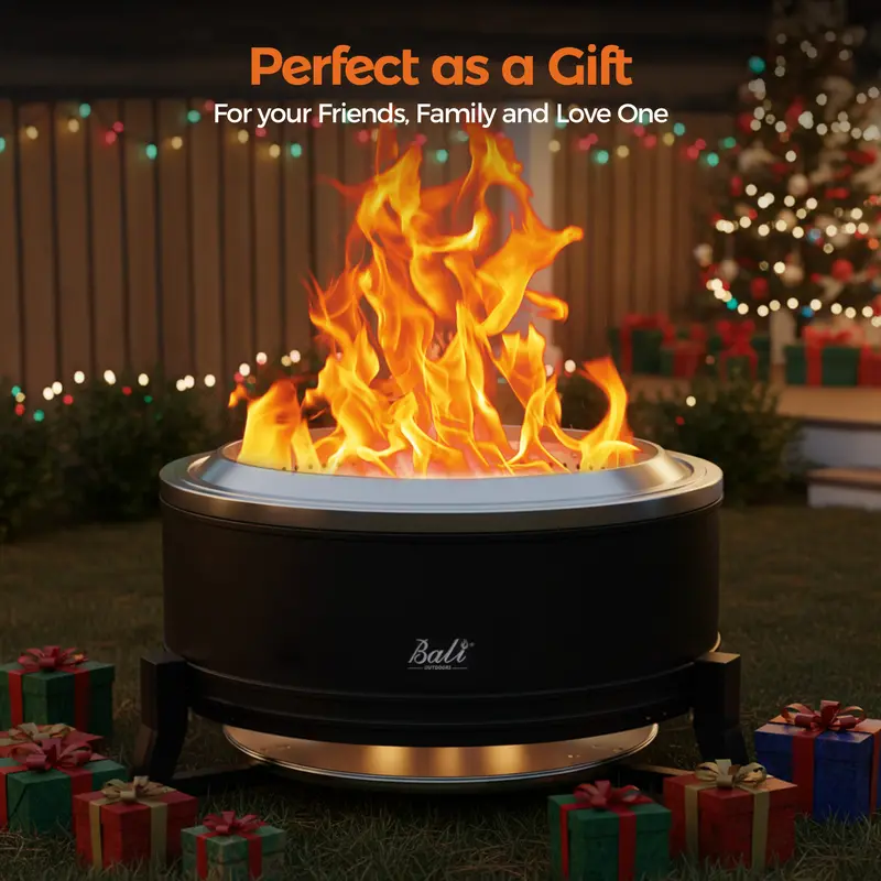 OUTDOORS Smokeless Fire Pit 22/27-Inch with Cooking Grill for Outdoor Use
