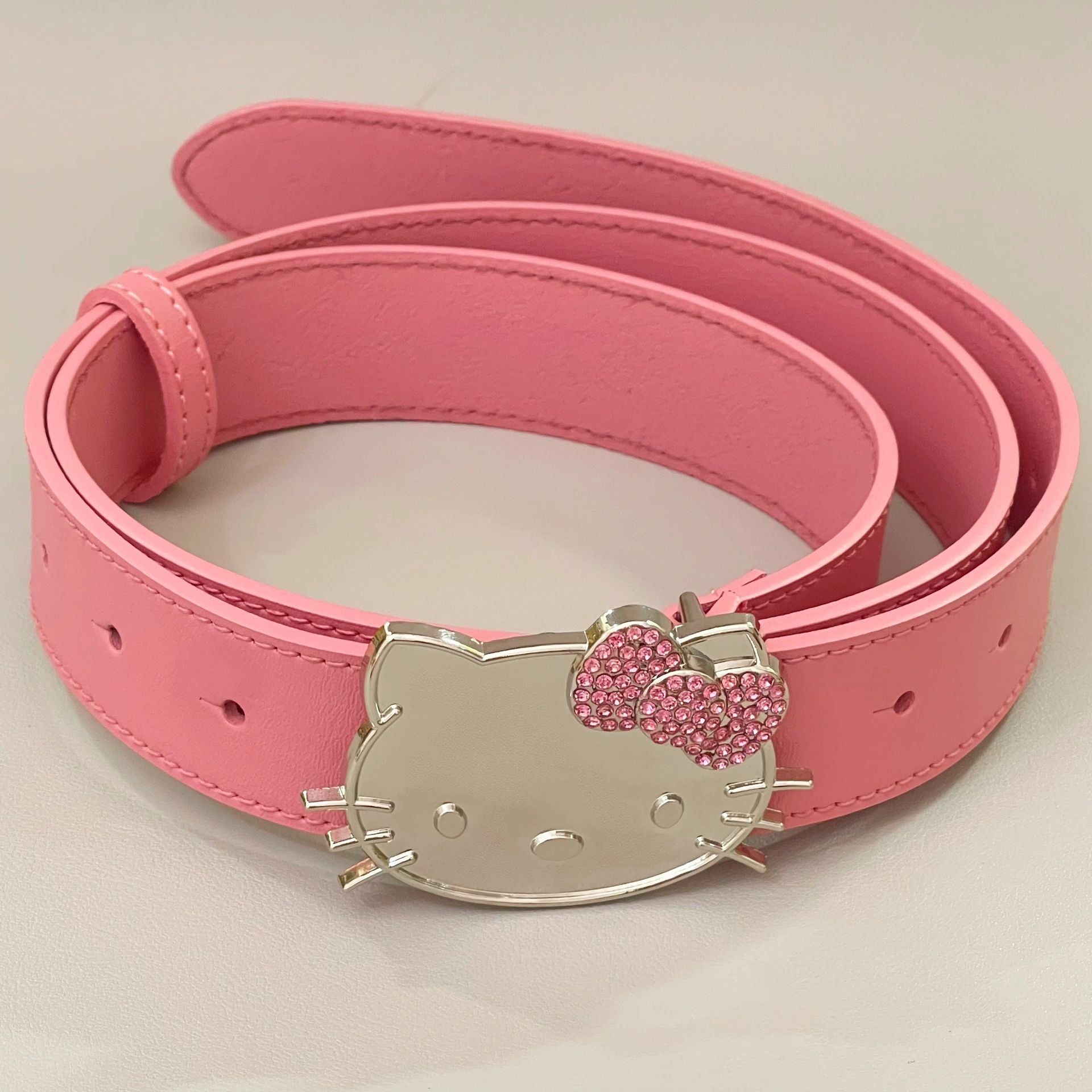 Hellokitty Rhinestone Belt Y2k Belt Cowgirl Leather Belt