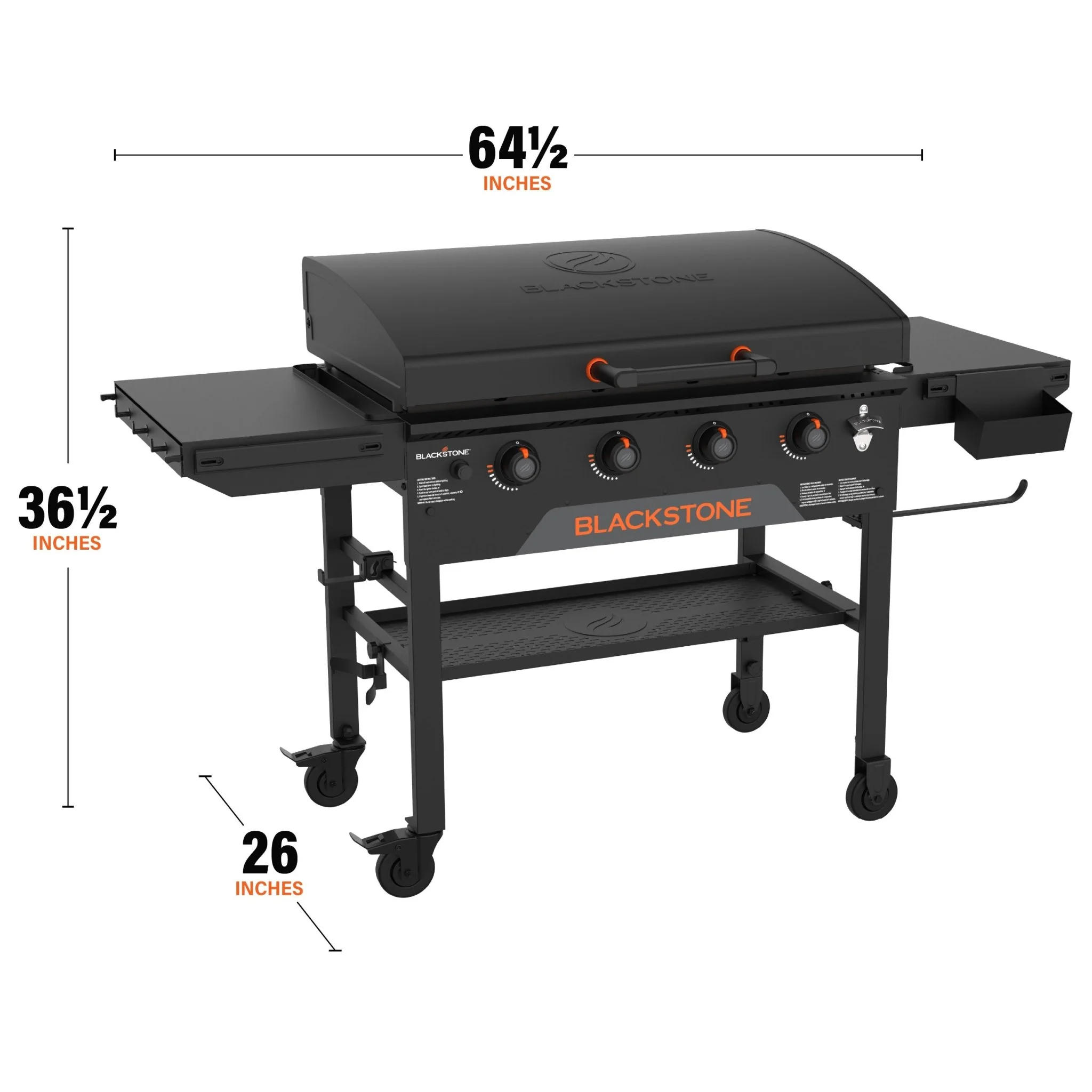 Blackstone Iron Forged 4 Burner Liquid Propane Outdoor Griddle with Hood Black