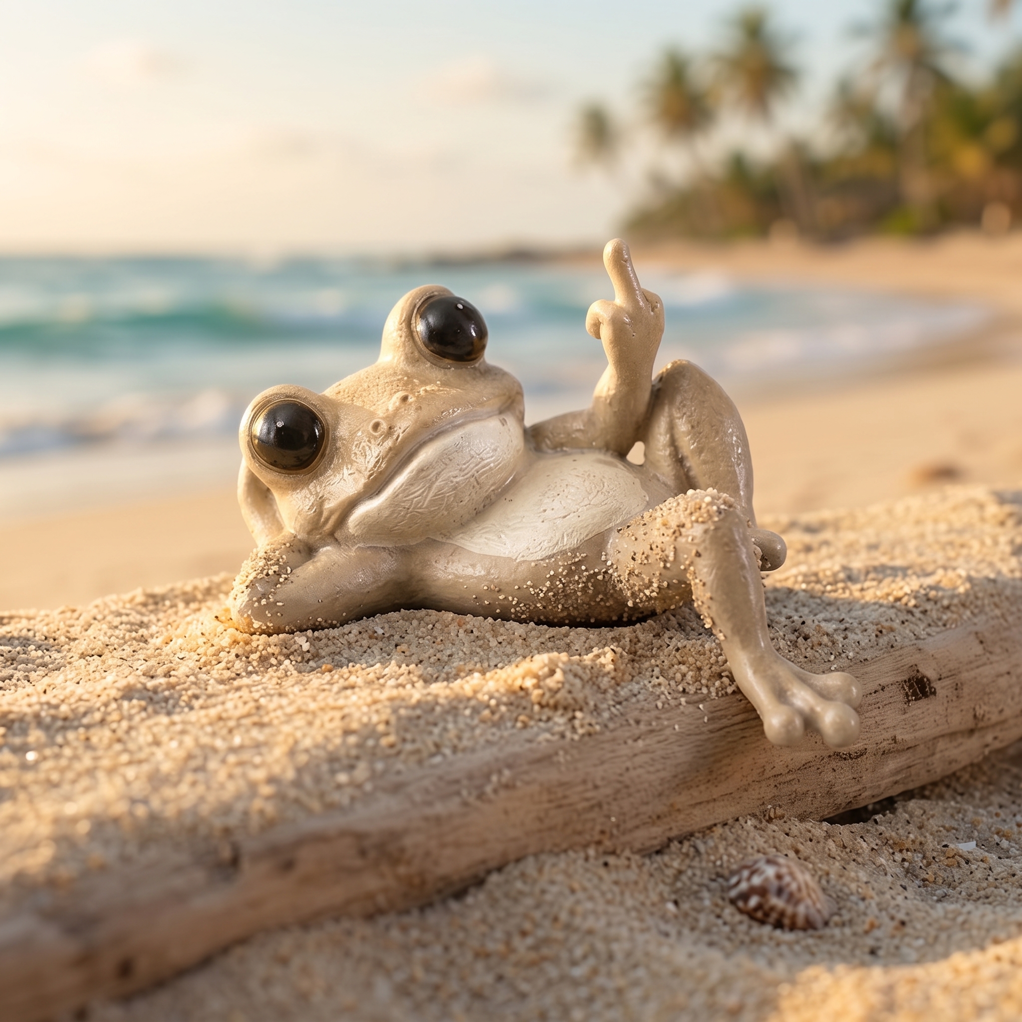 Middle Finger Lounging Frog Figurine