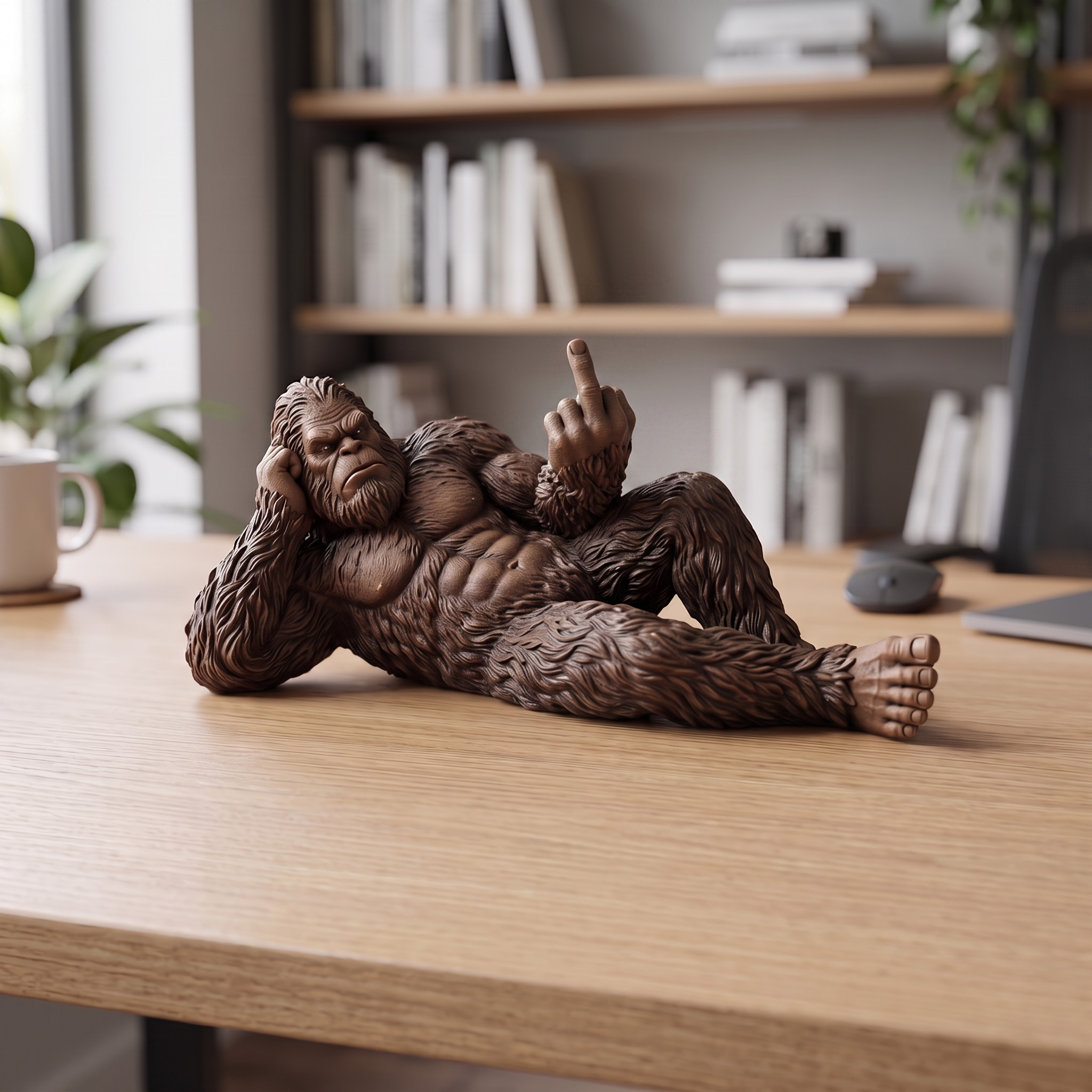 Reclining Sasquatch Middle Finger StatueSassy