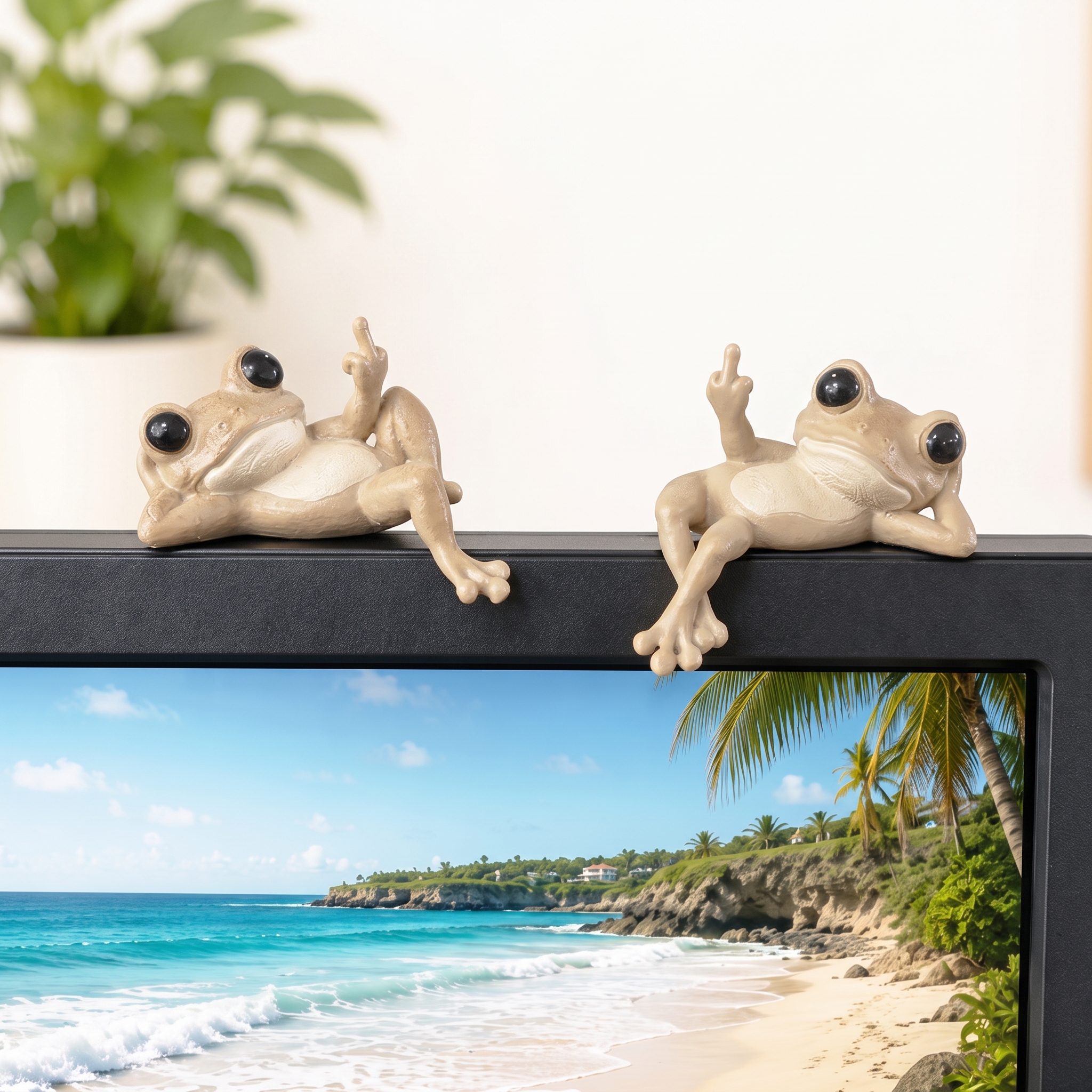 Middle Finger Lounging Frog Figurine