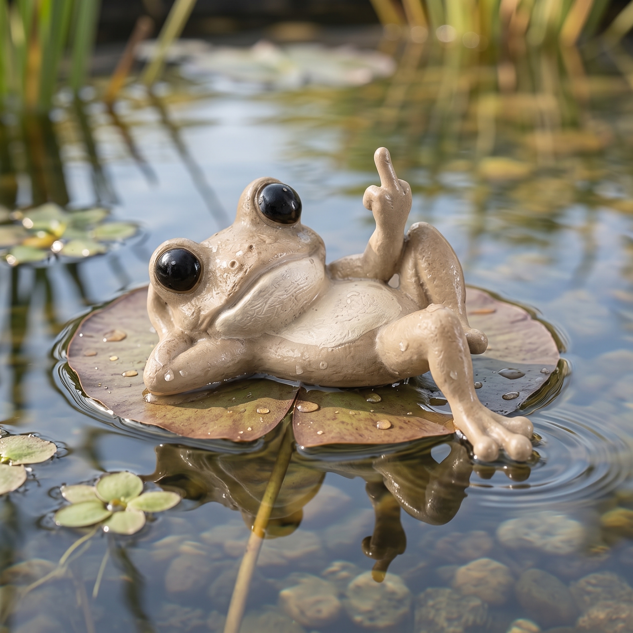 Middle Finger Lounging Frog Figurine