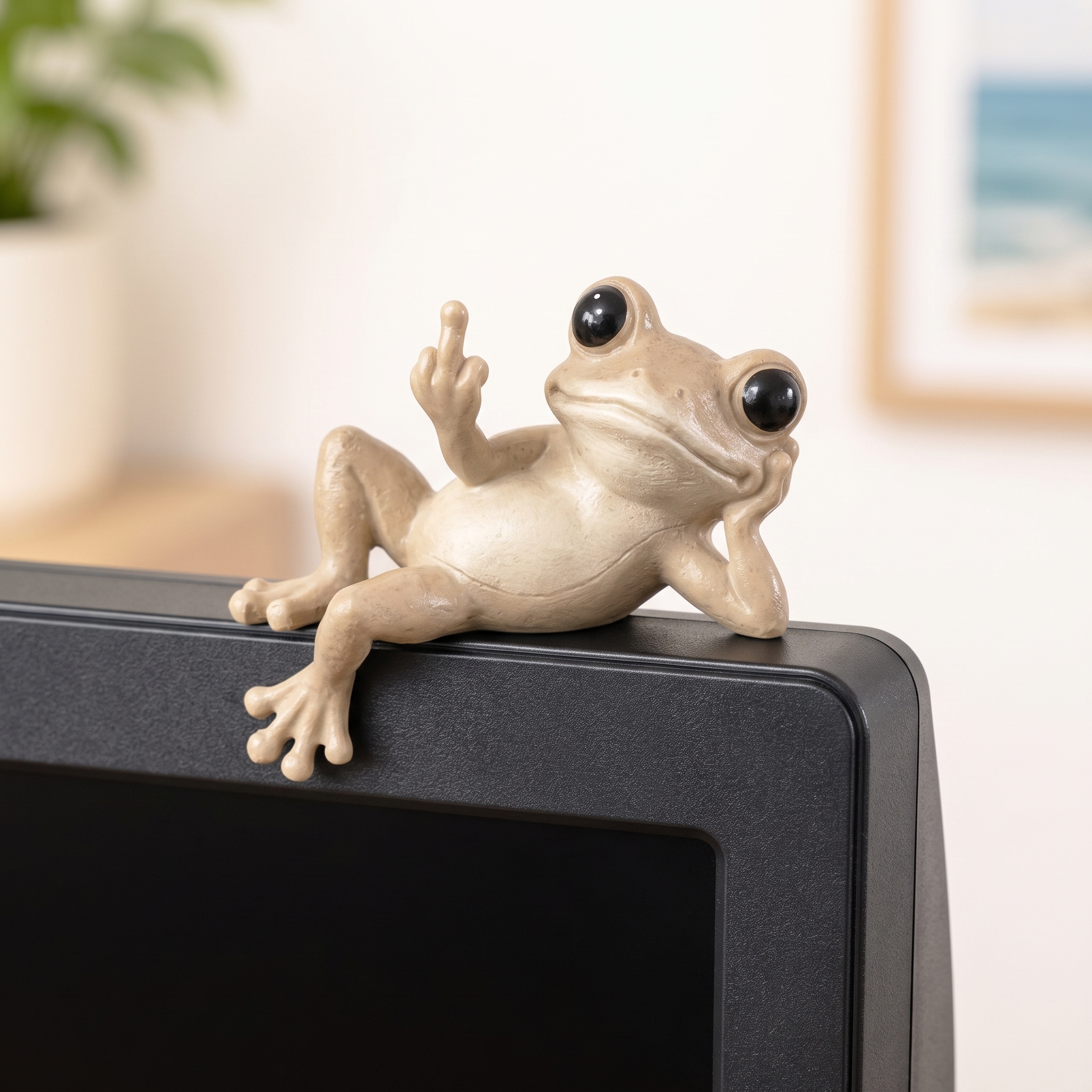 Middle Finger Lounging Frog Figurine