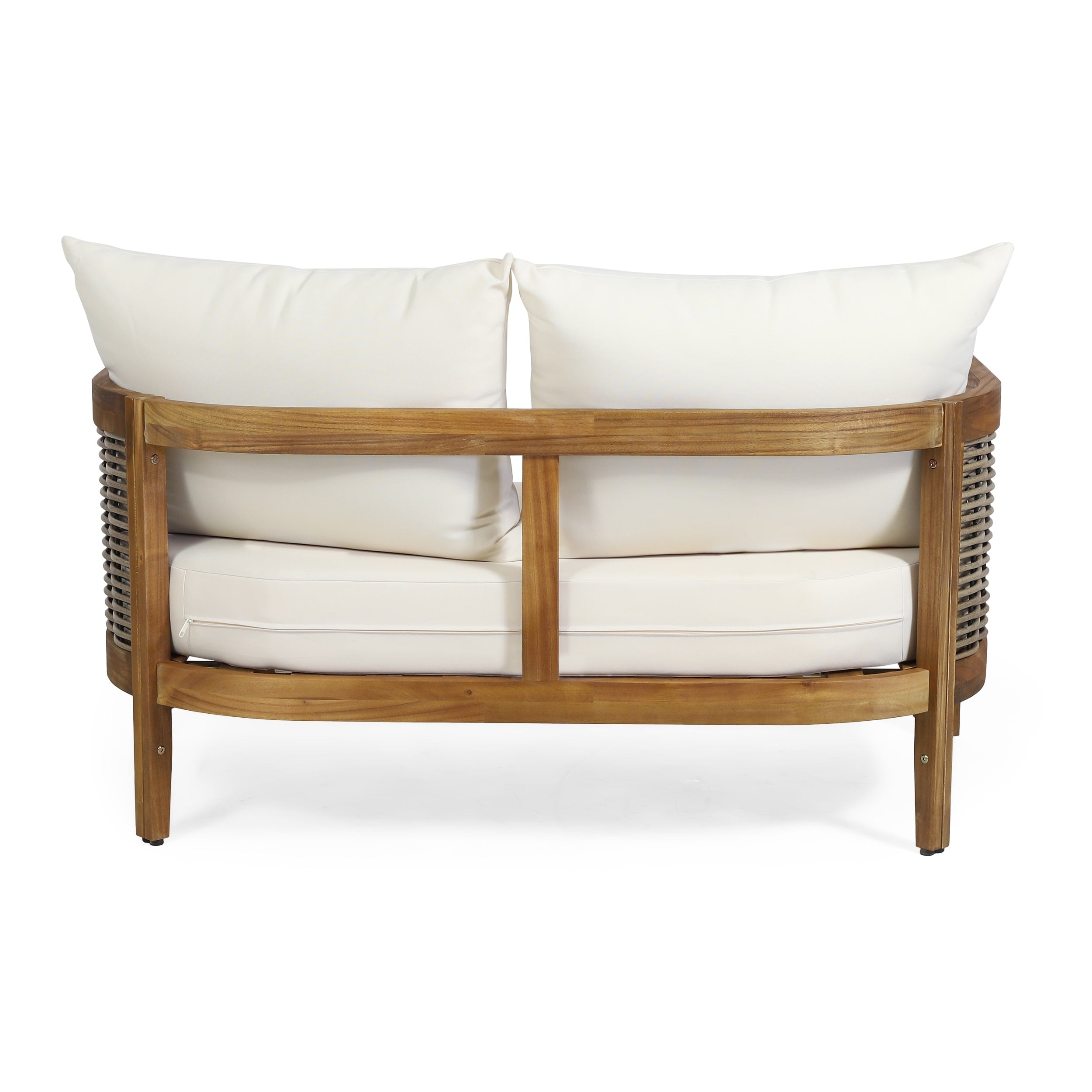 Burchett Outdoor Acacia Wood and Wicker 4 Seater Chat Set with Optional Sunbrella Cushions by Christopher Knight Home