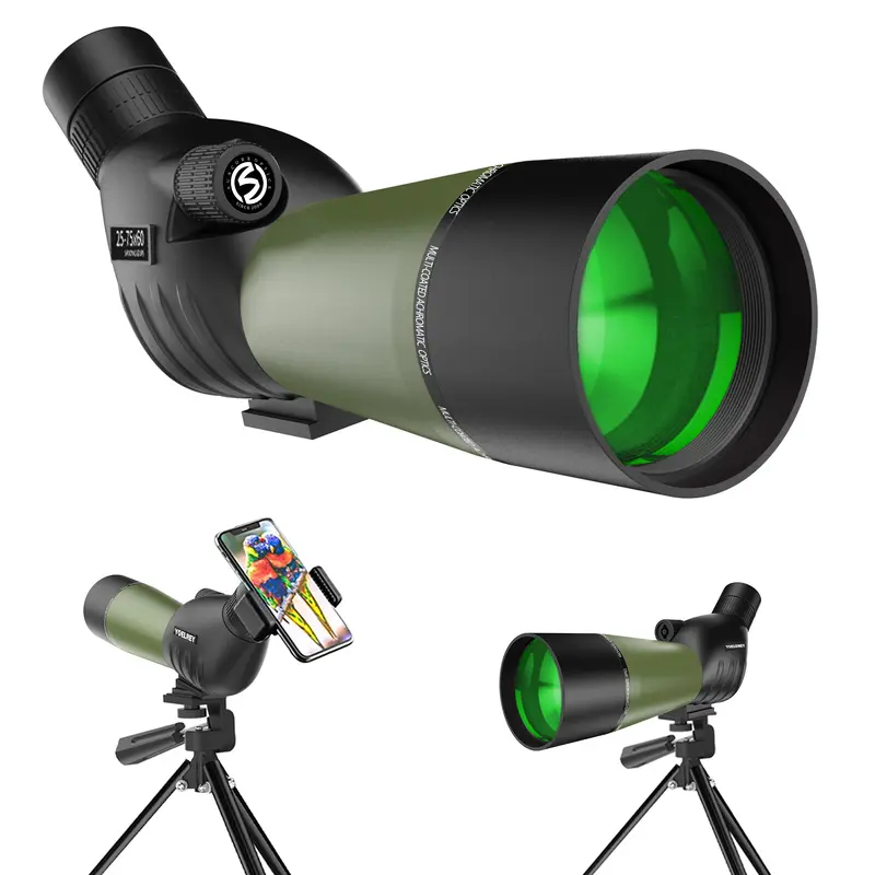 Yoelerey 25-75x60 Spotting Scope with Tripod for Outdoor Bird Watching and Wildlife Observation