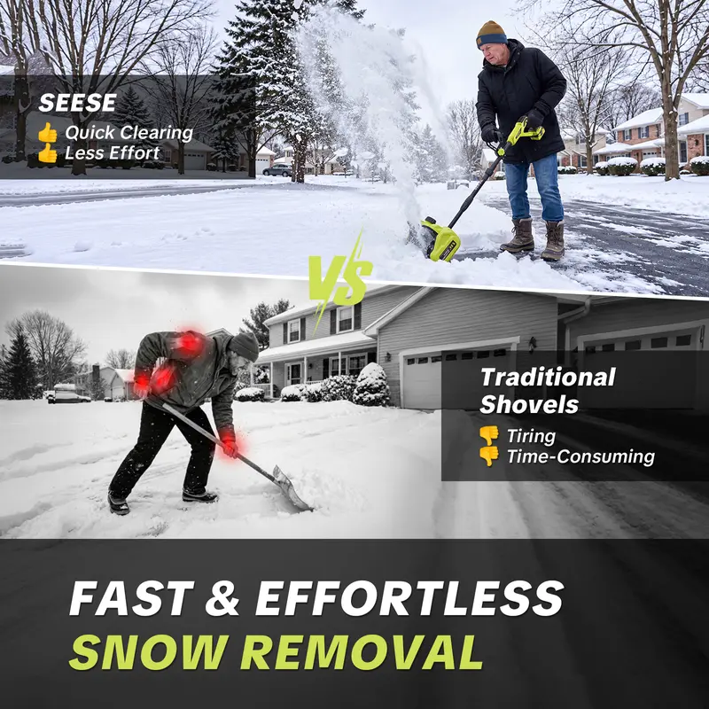 🔥Last Chance Sale🔥21V Cordless Snow Shovel with 2×3.6Ah Batteries, Adjustable Handle & Directional Snow Chute