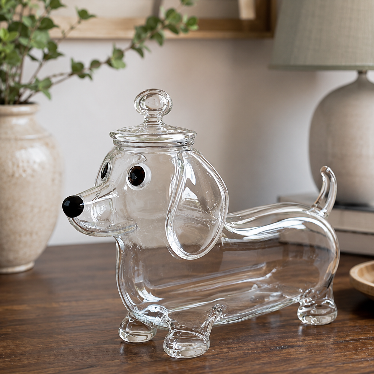 Treat Time, Tail-Wagging Joy — Dachshund Glass Treat Jar