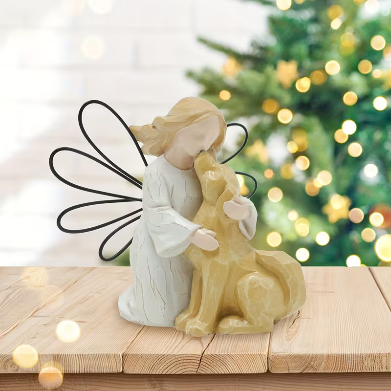 A Hug Beyond Words — Guardian Angel & Golden Dog Figurine