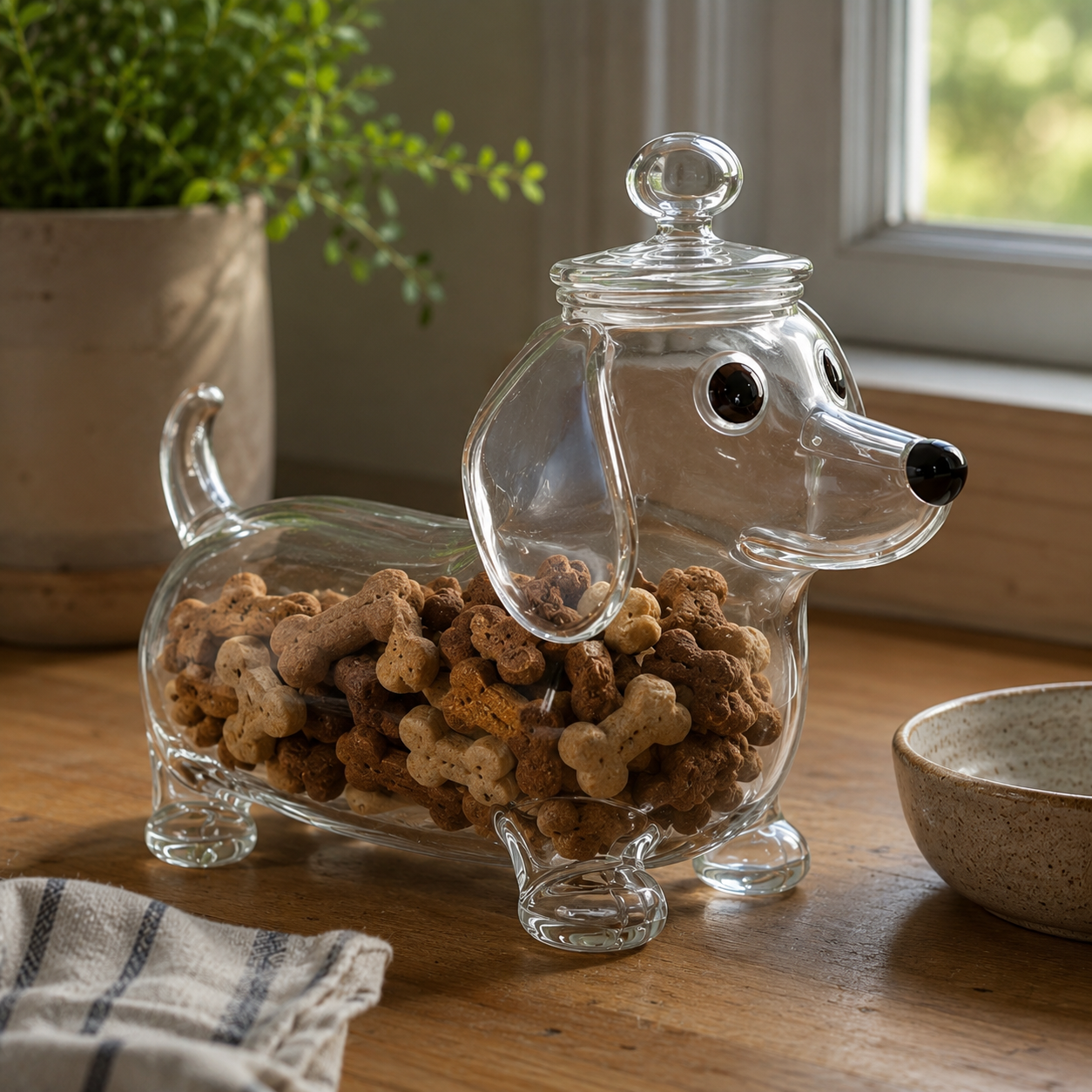 Treat Time, Tail-Wagging Joy — Dachshund Glass Treat Jar