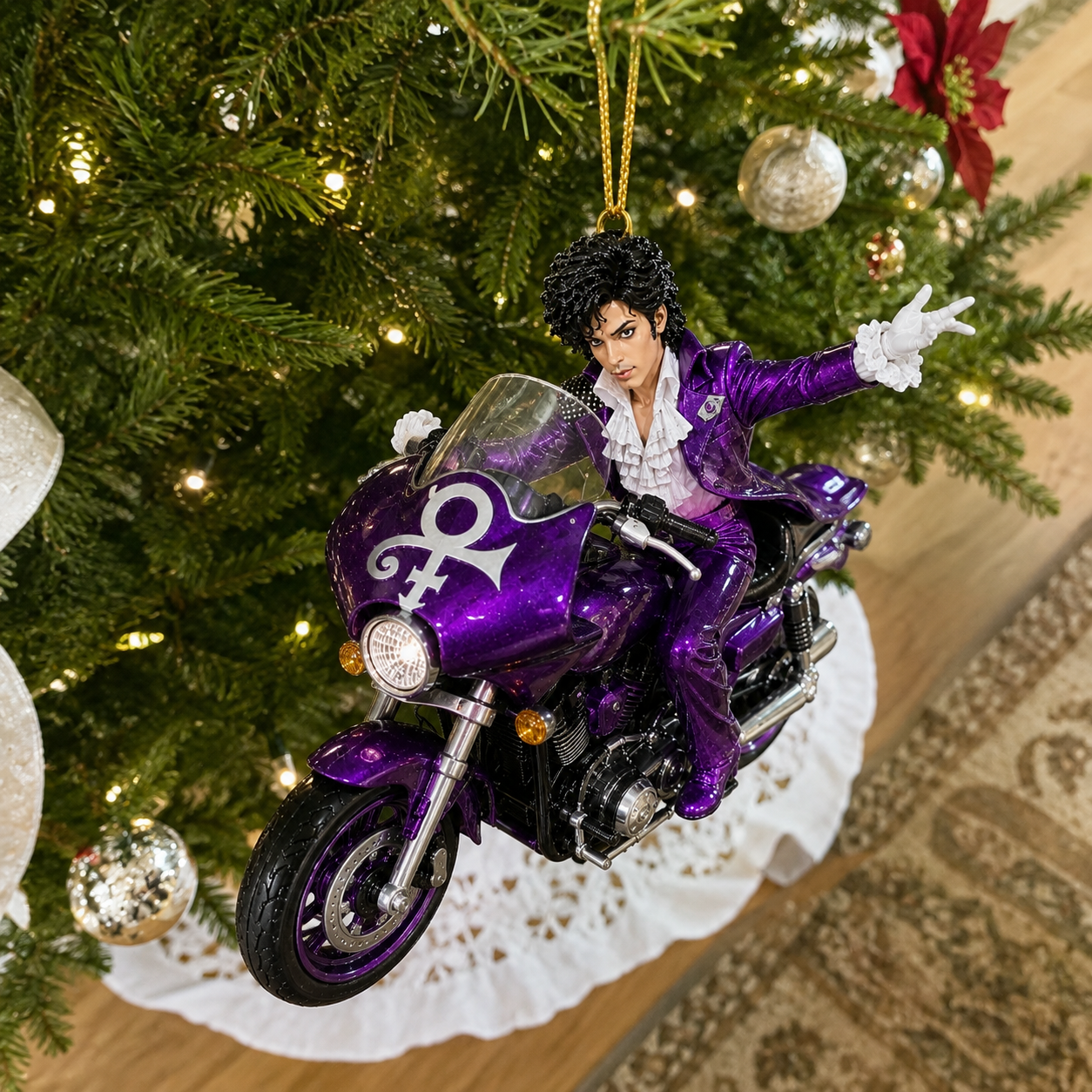 Prince Purple Rain Motorcycle Christmas Ornament