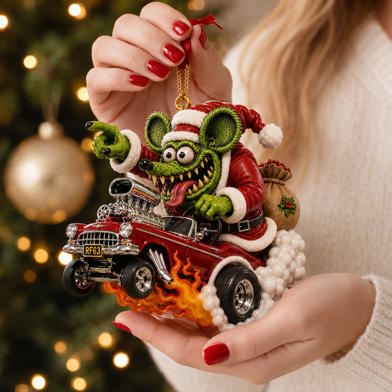 Rat Fink 63rd Anniversary Hot Rod Christmas Ornament