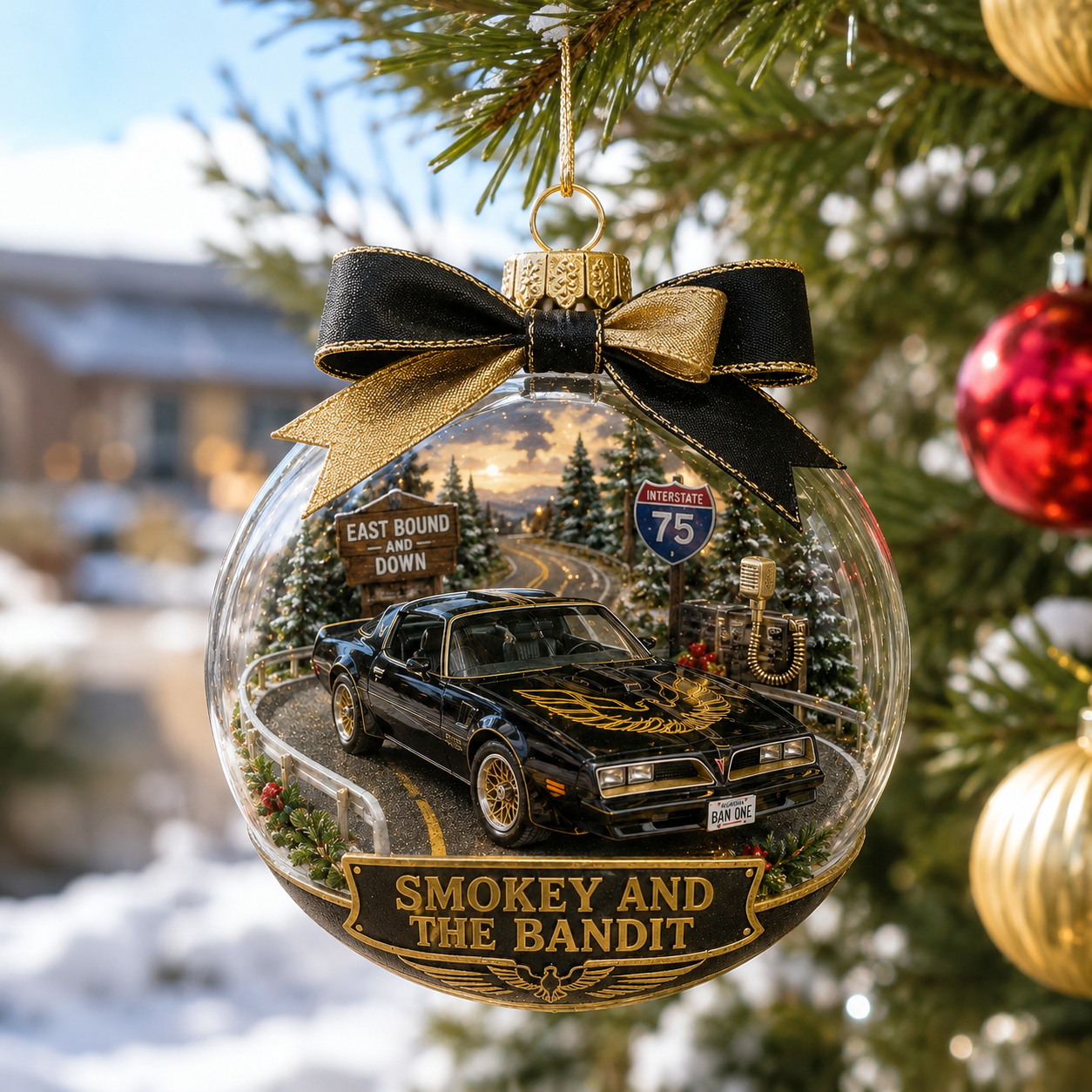 Smokey and the Bandit Black & Gold Trans Am Christmas Ornament