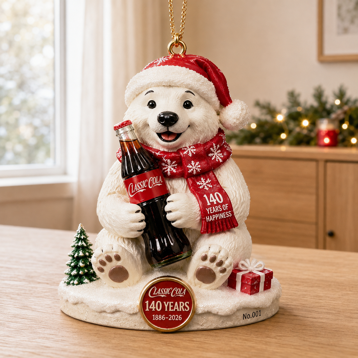 Coca-Cola 140th Anniversary 1886-2026 Christmas Polar Bear Ornament