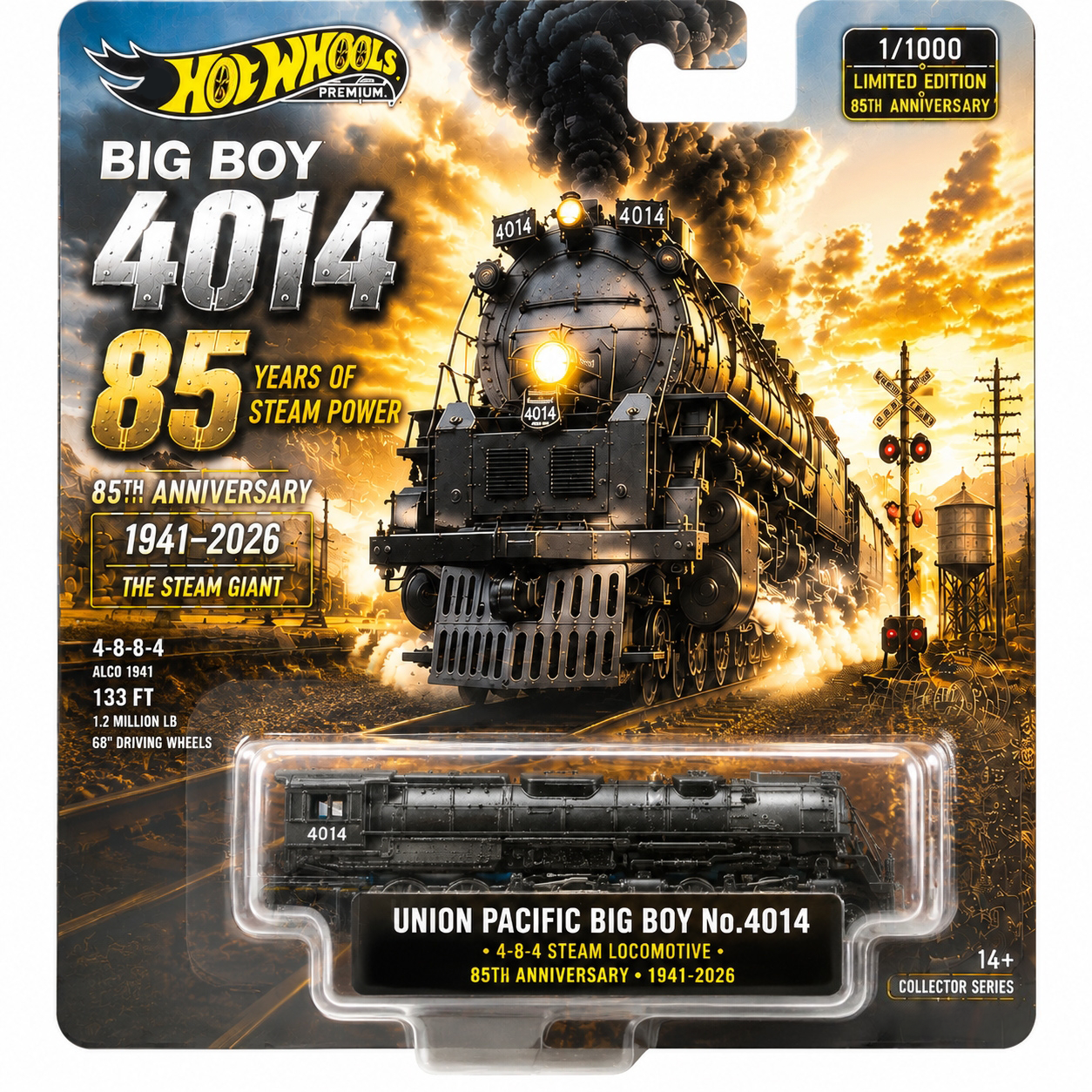 Big Boy 4014 85th Anniversary Die-Cast Steam Locomotive Collector Model