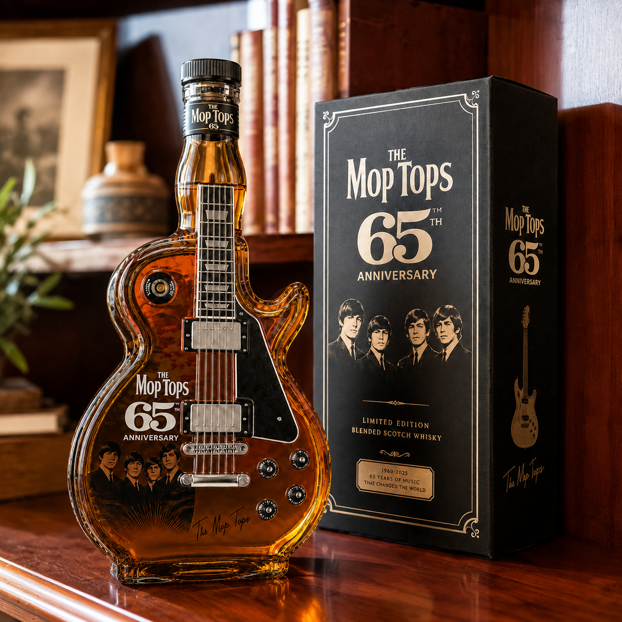 The Mop Tops 65th Anniversary Rock ’n’ Roll Guitar Collector Decanter
