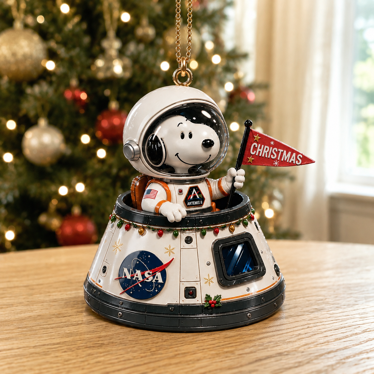 Flying Ace NASA Artemis II Space Christmas Ornament