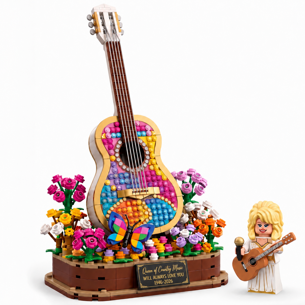 Dolly Parton Tribute Rhinestone Guitar Building Block Set