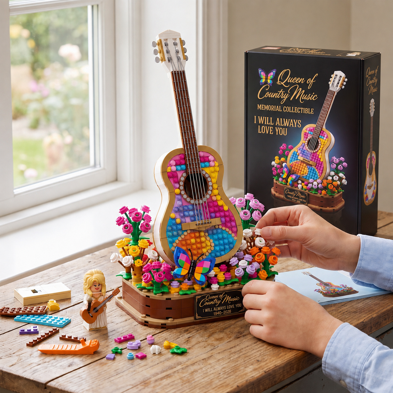 Dolly Parton Tribute Rhinestone Guitar Building Block Set
