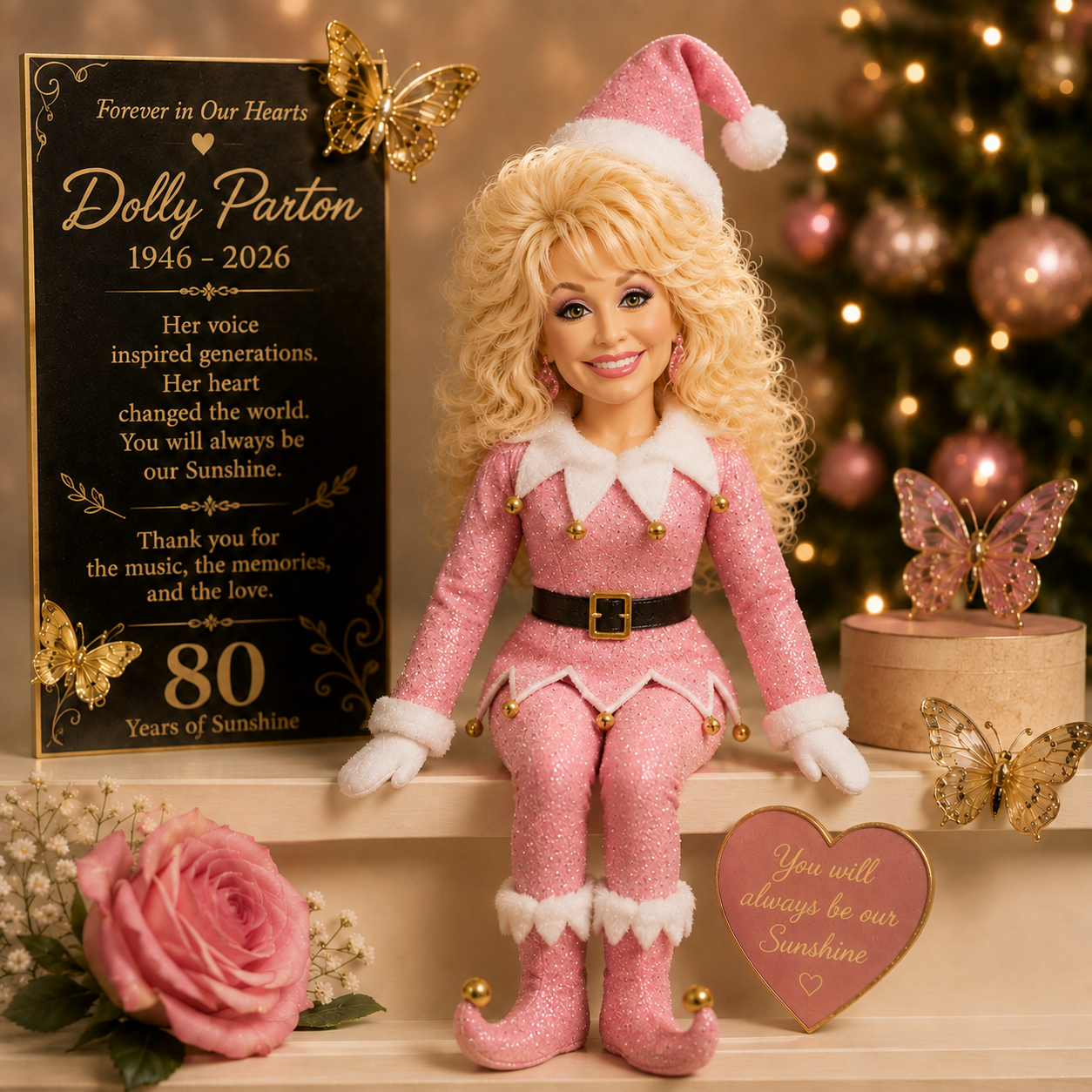 Dolly Parton Forever in Our Hearts Memorial Christmas Elf