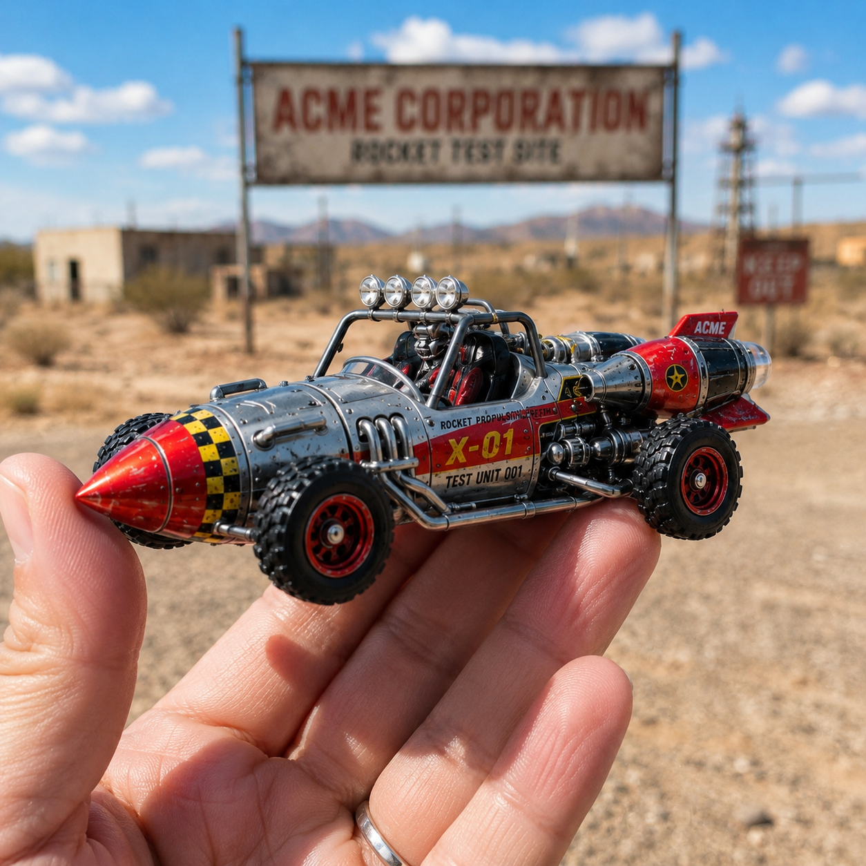 ACME X-01 Rocket Buggy Desert Test Vehicle — 1:64 Die-Cast Collector Model