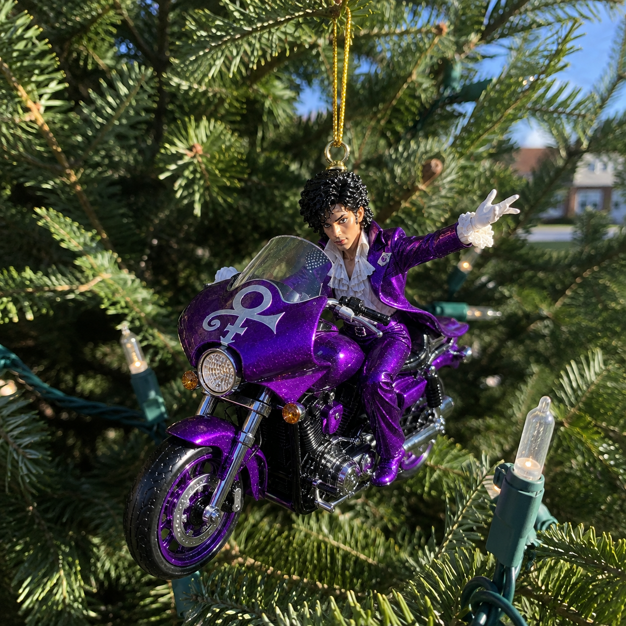 Prince Purple Rain Motorcycle Christmas Ornament