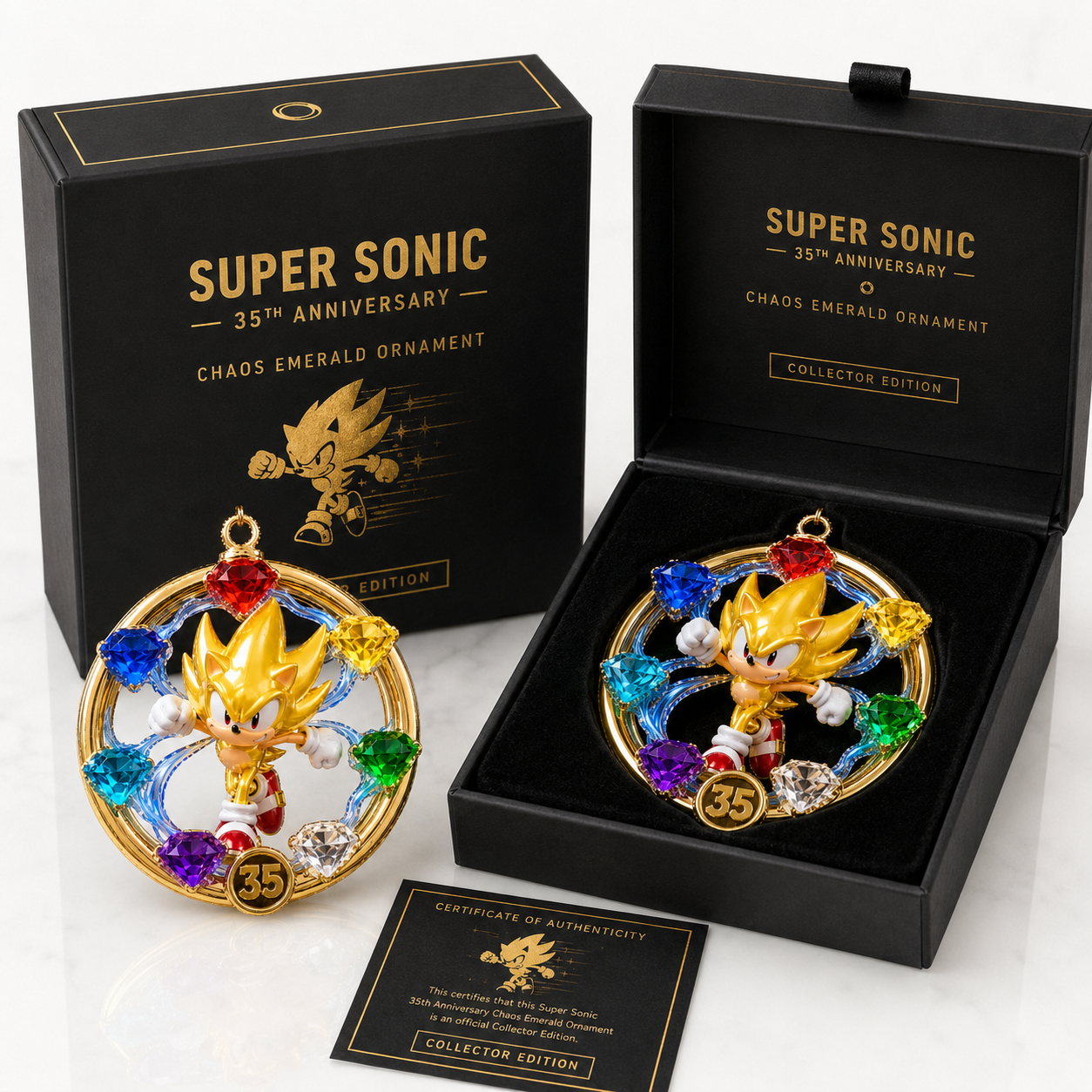 Super Sonic 35th Anniversary Chaos Emerald Ornament