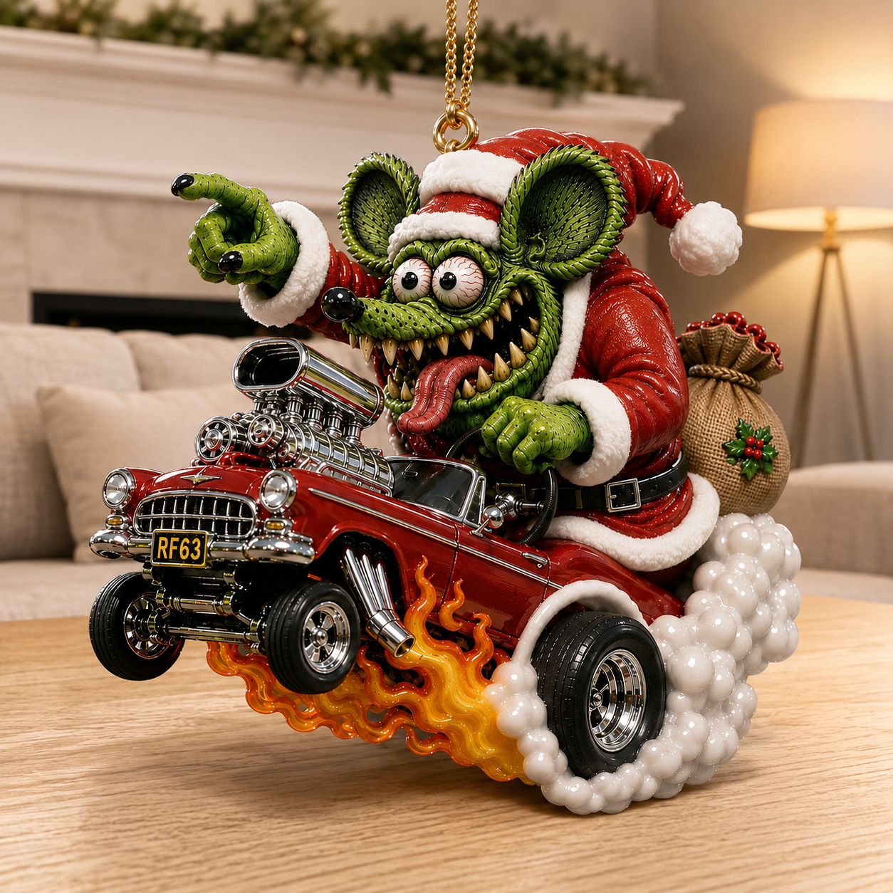 Rat Fink 63rd Anniversary Hot Rod Christmas Ornament