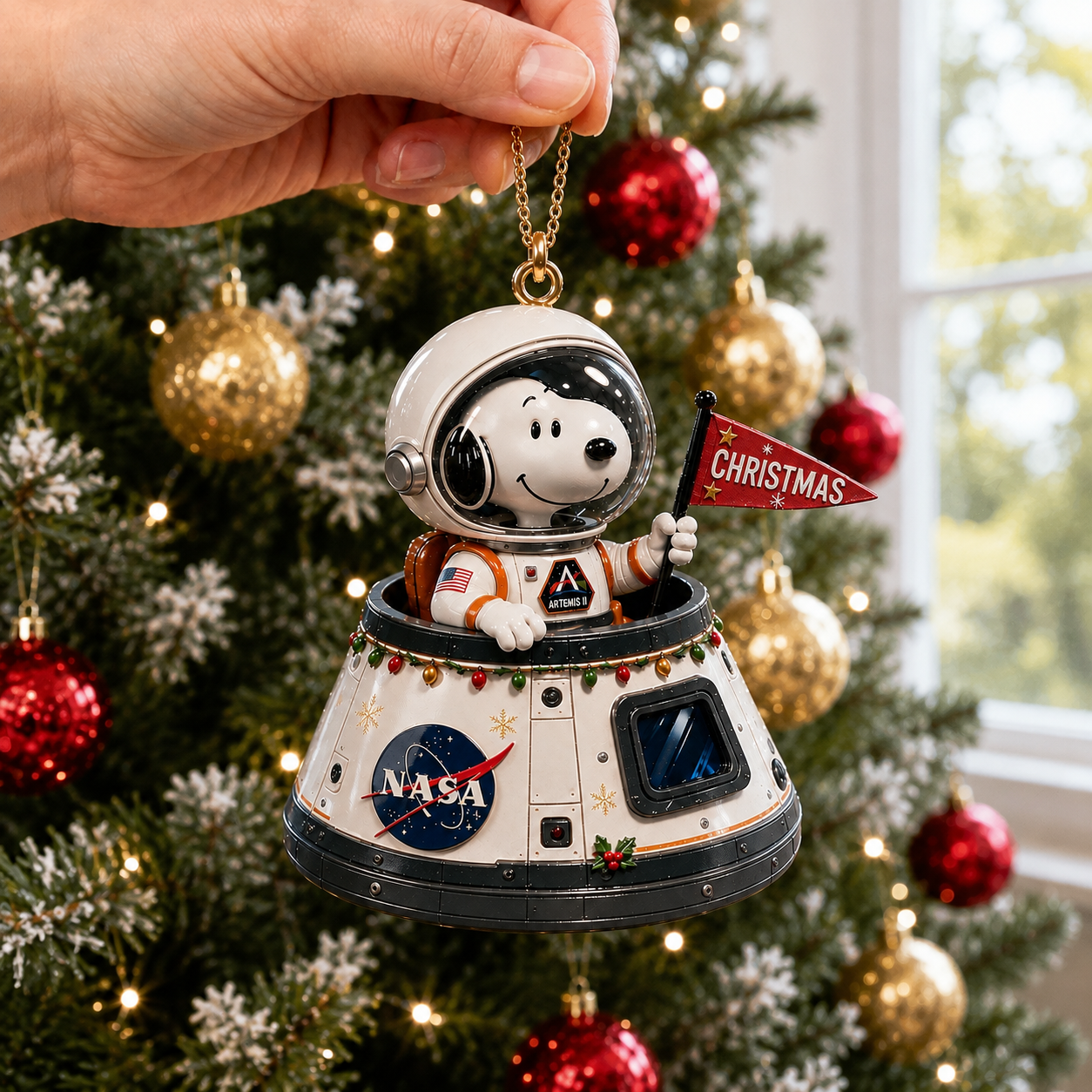 Flying Ace NASA Artemis II Space Christmas Ornament
