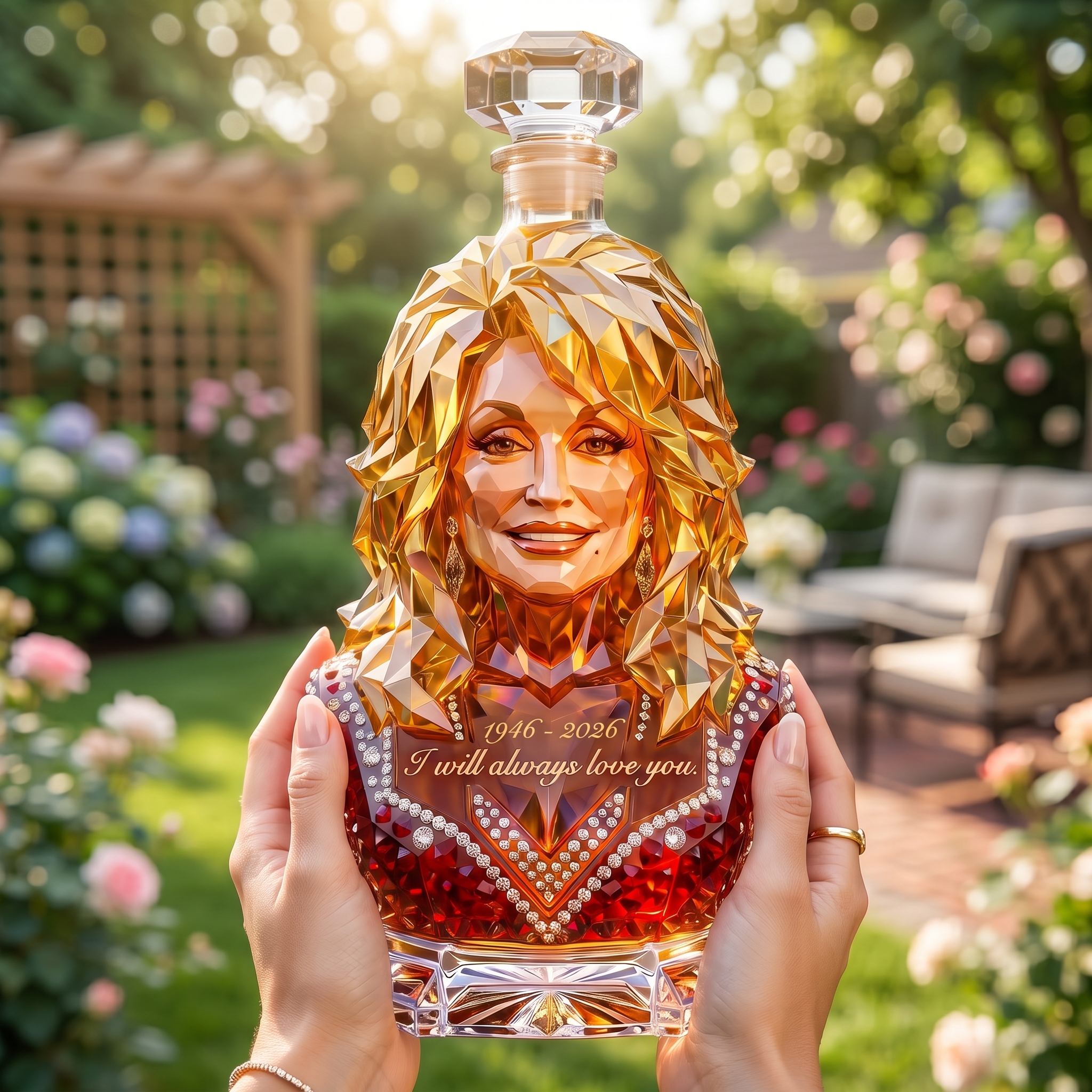 Dolly Parton Forever Memorial Crystal Decanter 1946-2026