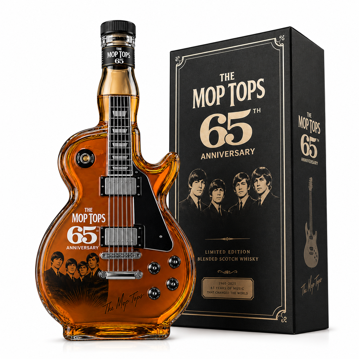 The Mop Tops 65th Anniversary Rock ’n’ Roll Guitar Collector Decanter