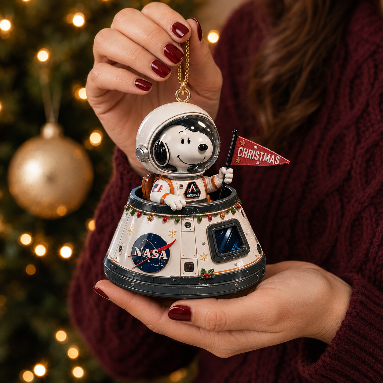 Flying Ace NASA Artemis II Space Christmas Ornament