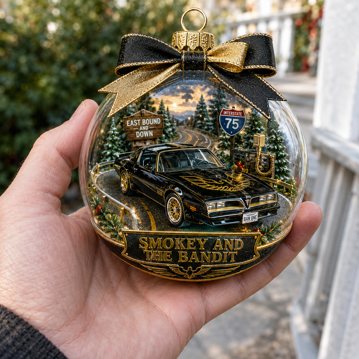 Smokey and the Bandit Black & Gold Trans Am Christmas Ornament
