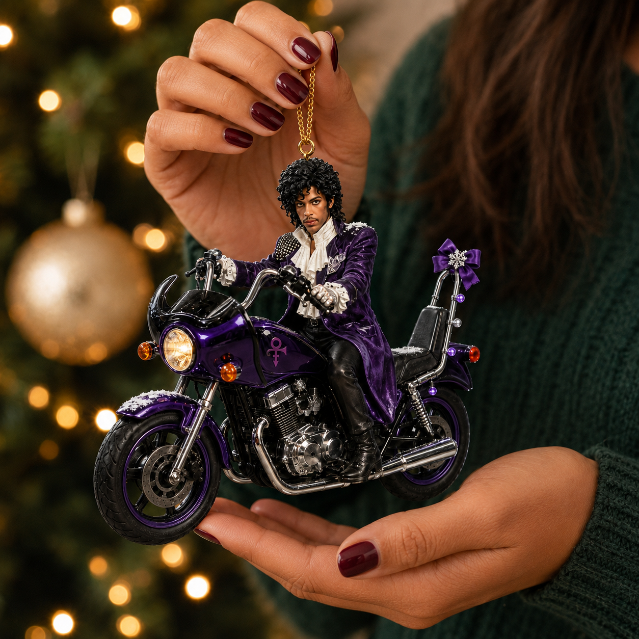 Purple Rain Legend Motorcycle Christmas Ornament