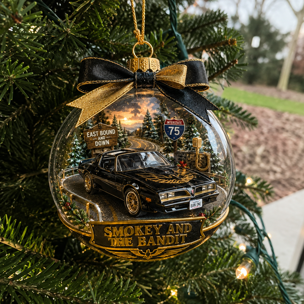 Smokey and the Bandit Black & Gold Trans Am Christmas Ornament