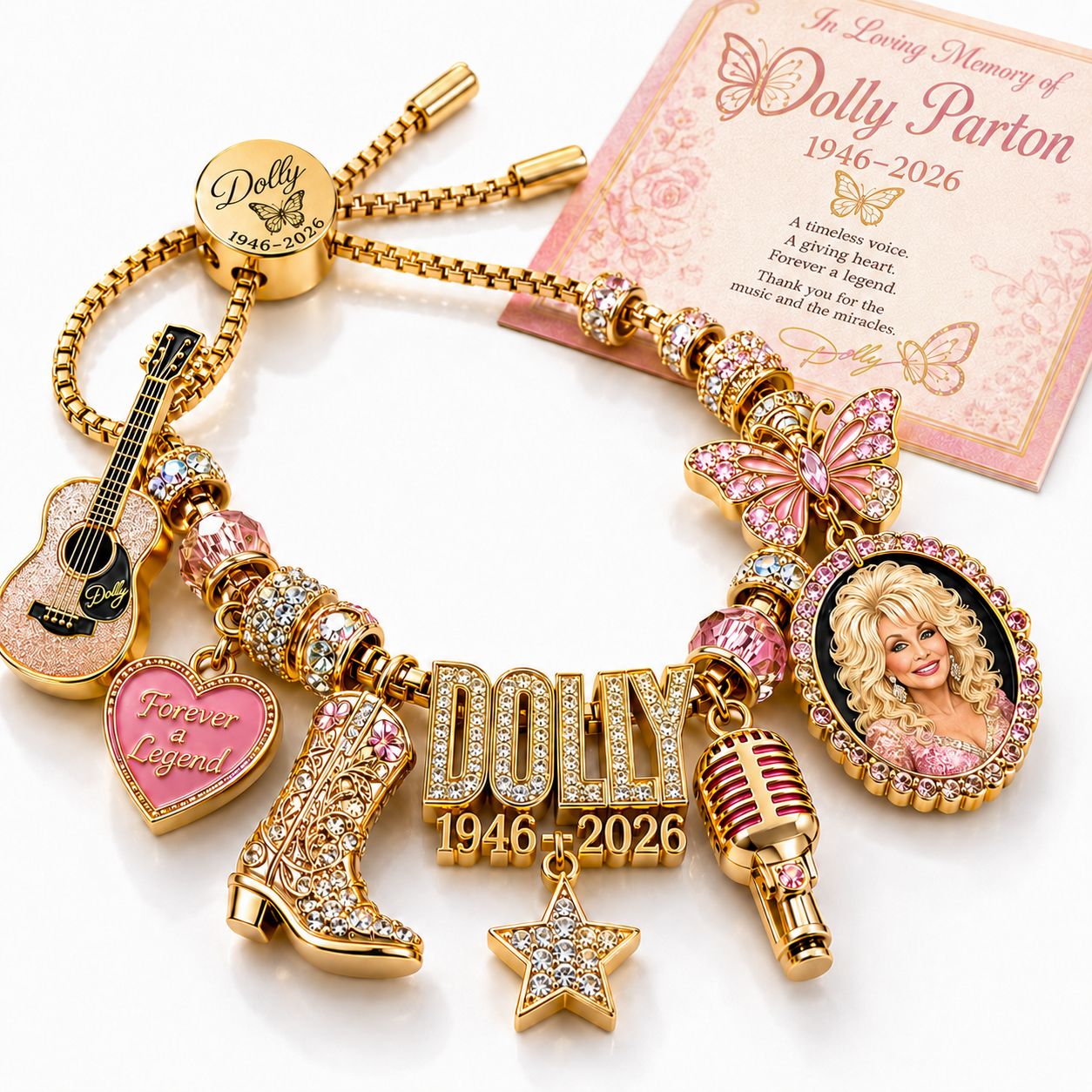 Dolly Parton 80th Birthday Legacy Charm Bracelet – Celebrating 80 Years