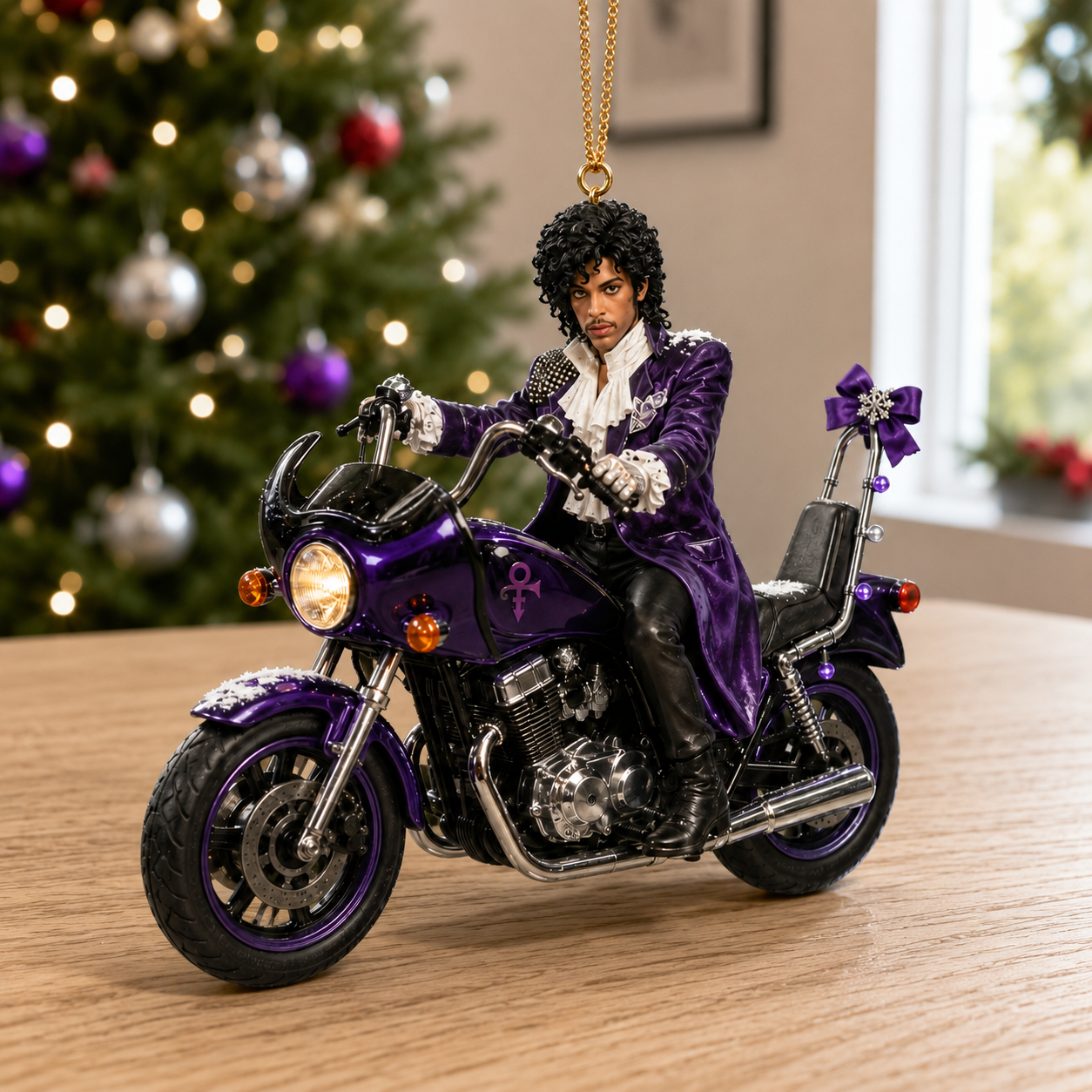 Purple Rain Legend Motorcycle Christmas Ornament