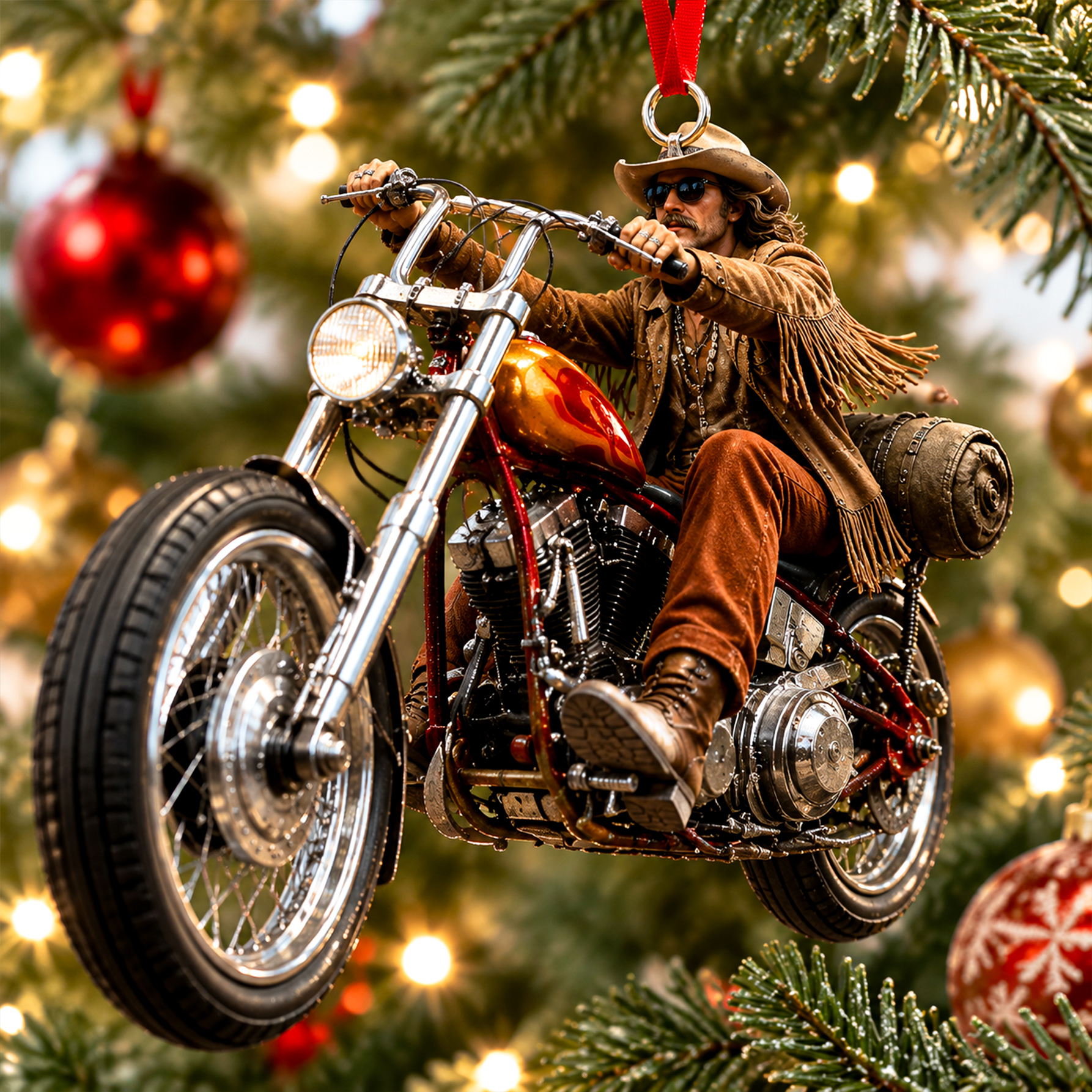 Easy Rider 57th Anniversary Motorcycle Rider Christmas Ornament Set