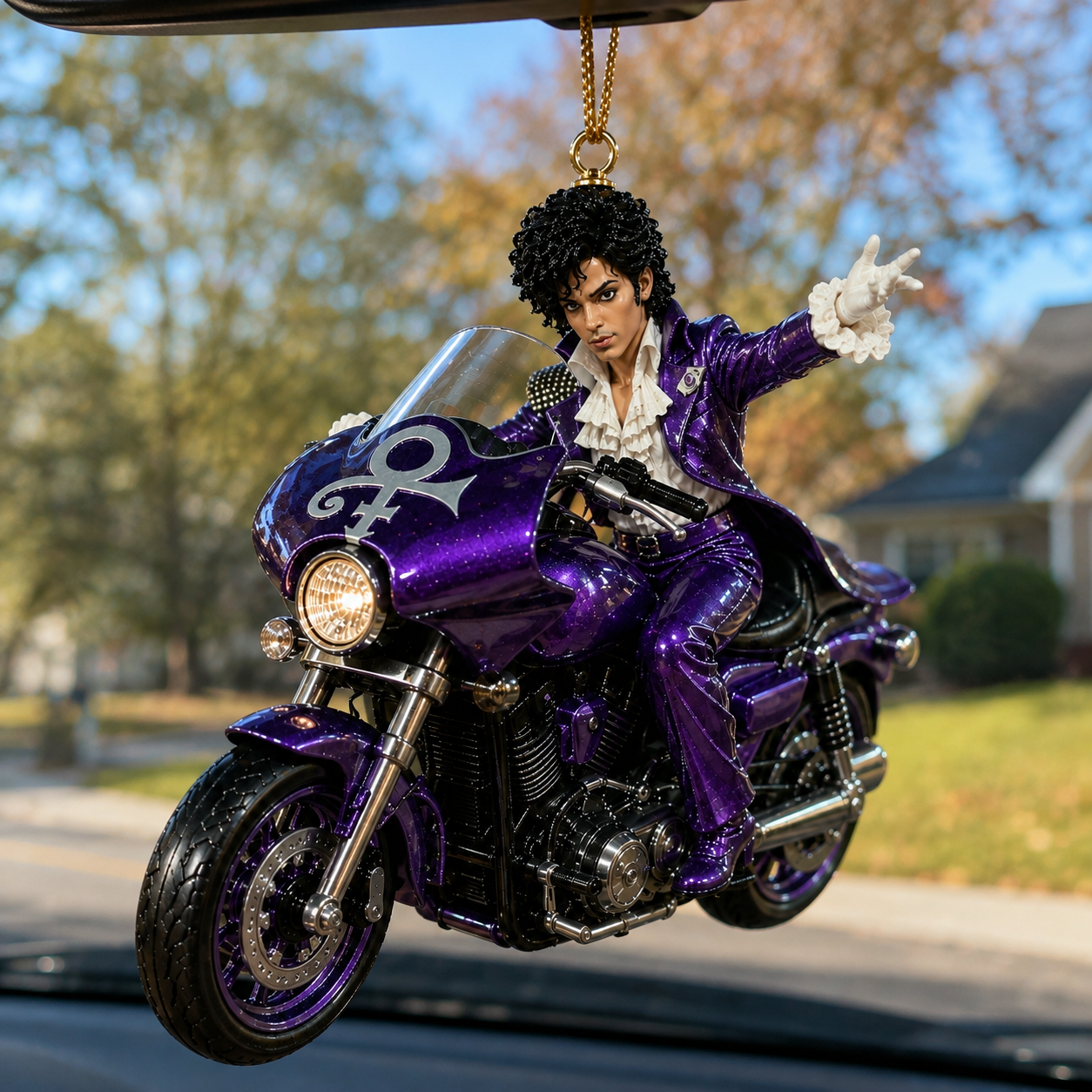 Prince Purple Rain Motorcycle Christmas Ornament