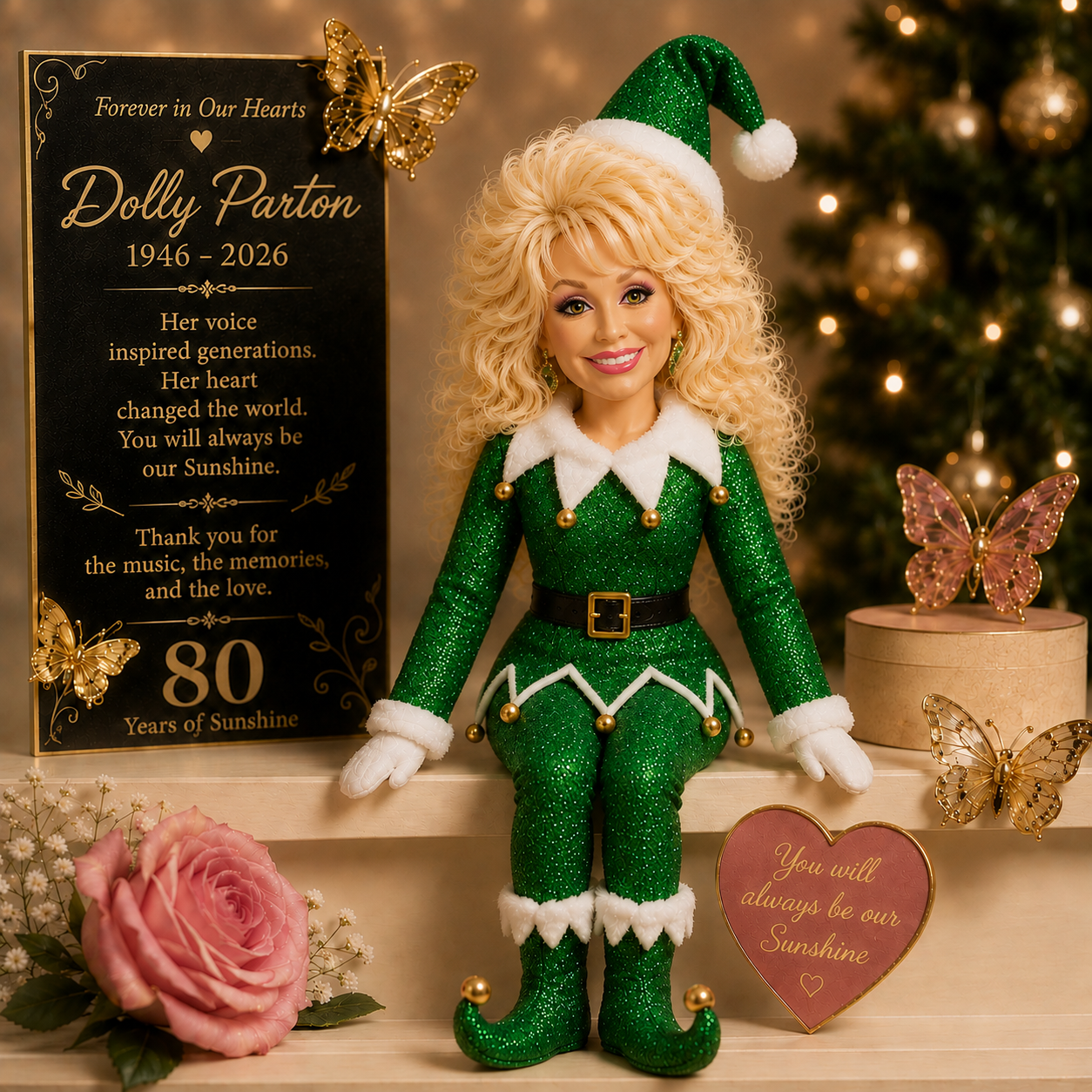 Dolly Parton Forever in Our Hearts Memorial Christmas Elf