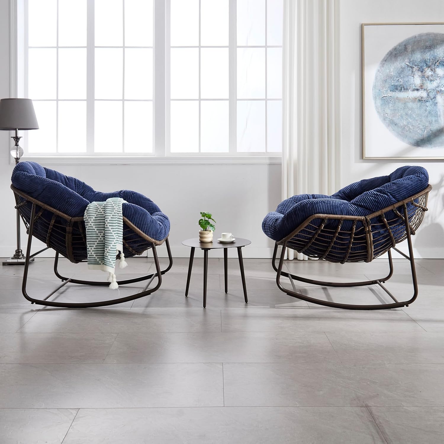 Oversized Outdoor Egg Rocking Chair with Thick Cushion – Comfortable Patio & Indoor Lounge Seating Clearance Sale