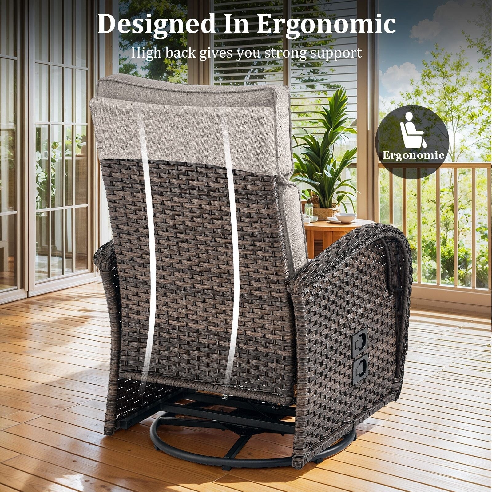Pocassy Reclining Patio Chair with Adjustable Backrest