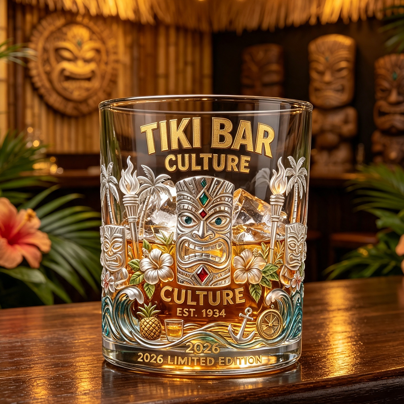 Tiki Bar Island Legacy Collectable Glass