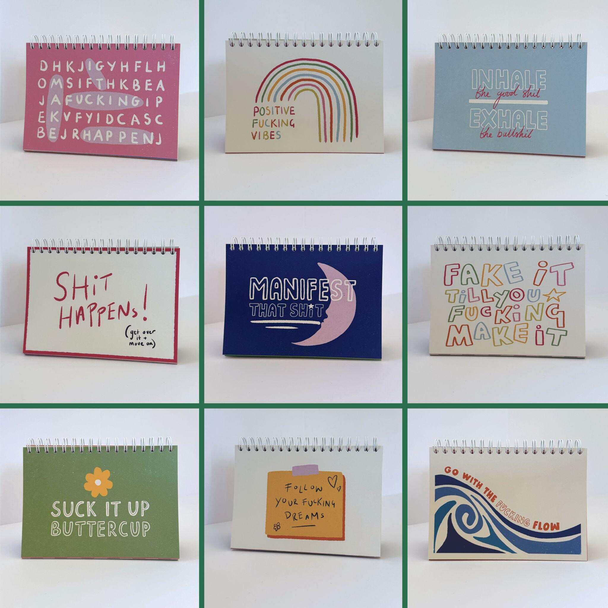 Sweary Affirmation Desk Flip Chart Desk Pad Book | 52 Weeks of Positive F*cking Vibes